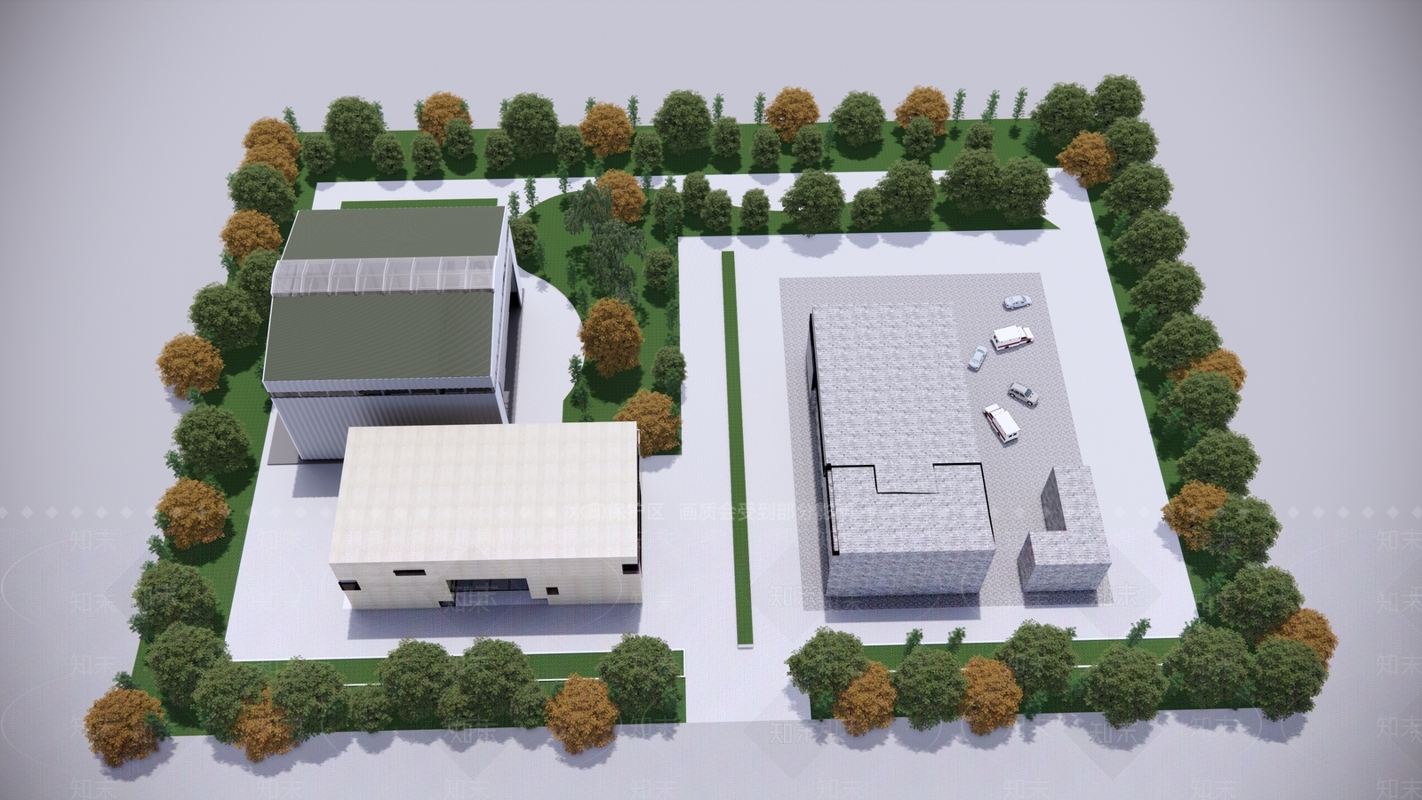 现代图书馆建筑SU模型下载【ID:1104647409】