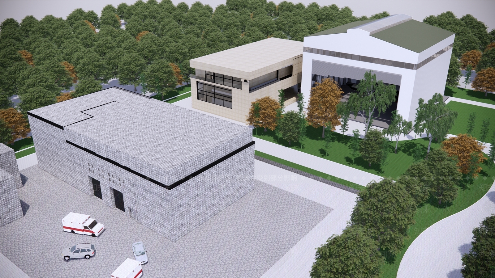 现代图书馆建筑SU模型下载【ID:1104647409】