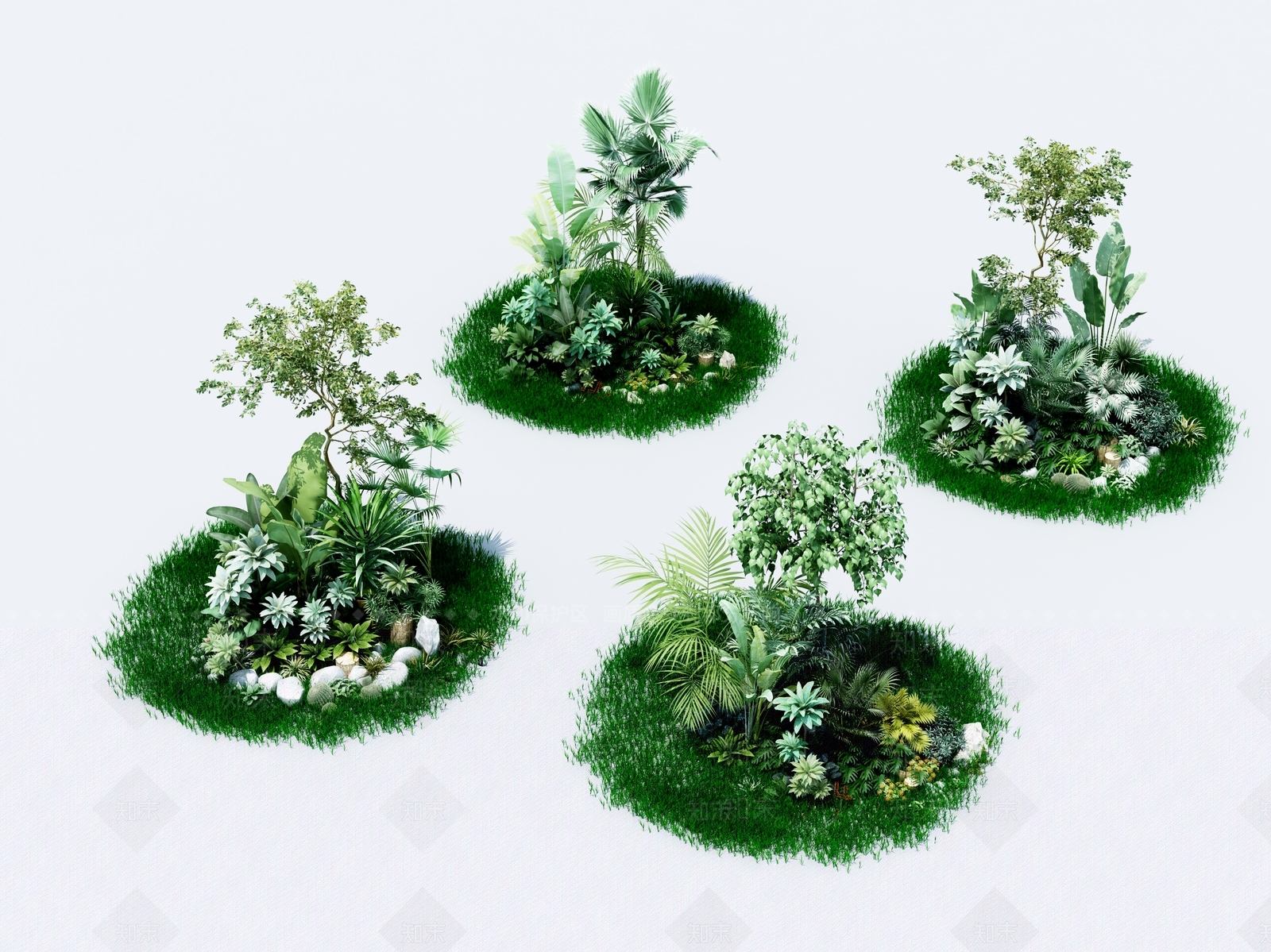 现代植物堆3D模型下载【ID:1104655219】