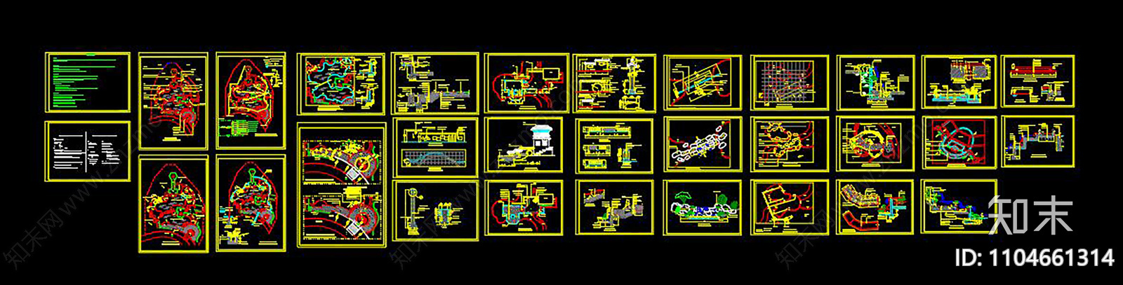 某小游园园林景观规划CADcad施工图下载【ID:1104661314】