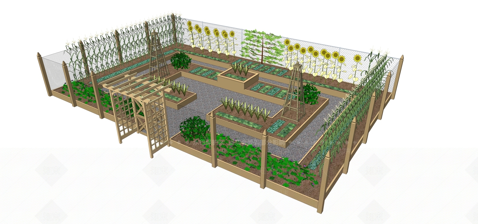 现代乡村庭院SU模型下载【ID:1104664819】