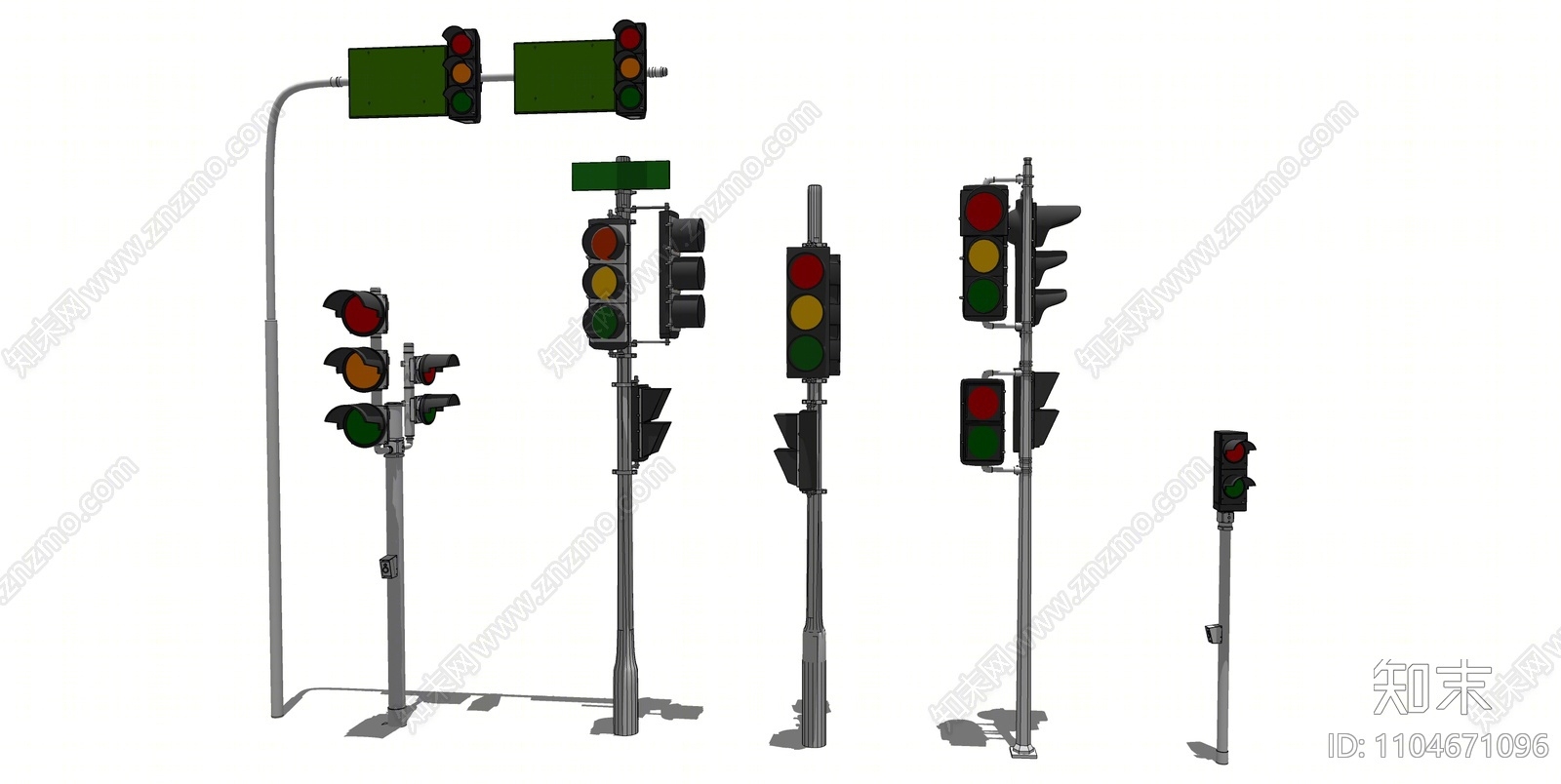 现代交通信号灯SU模型下载【ID:1104671096】