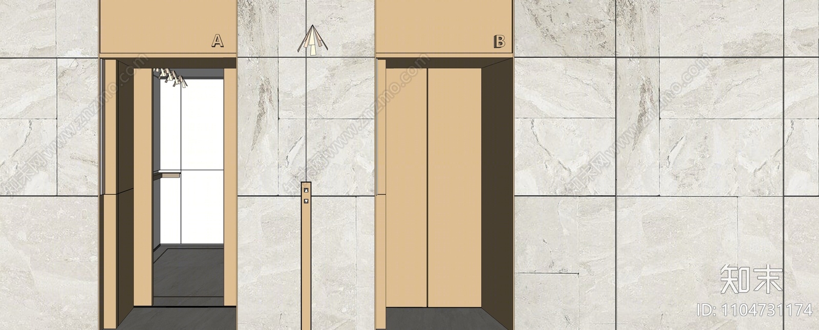 现代电梯厅SU模型下载【ID:1104731174】