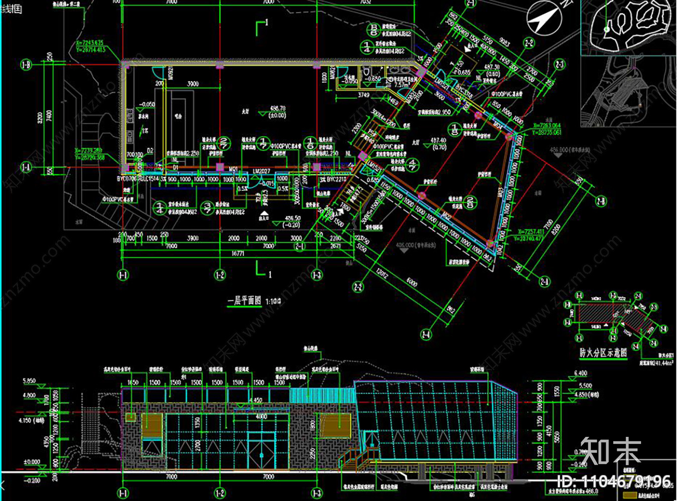 小茶室建筑CADcad施工图下载【ID:1104679196】