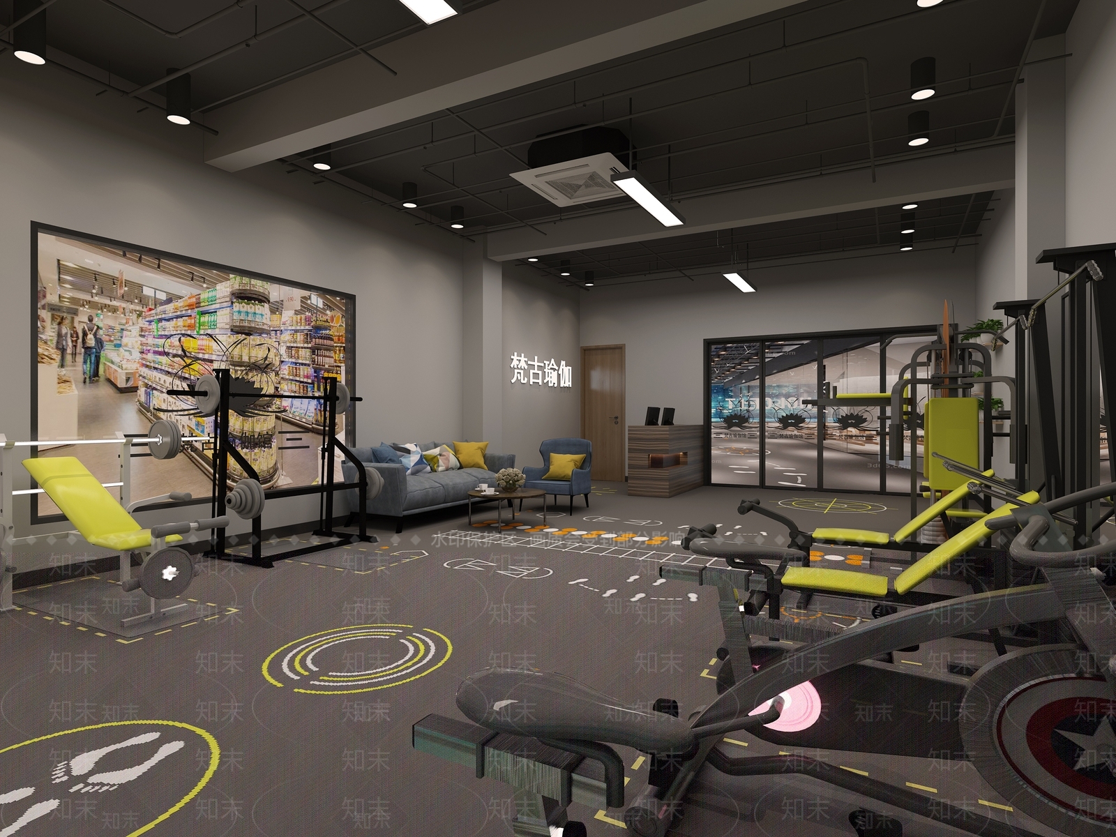 工业风健身房3D模型下载【ID:1104680156】