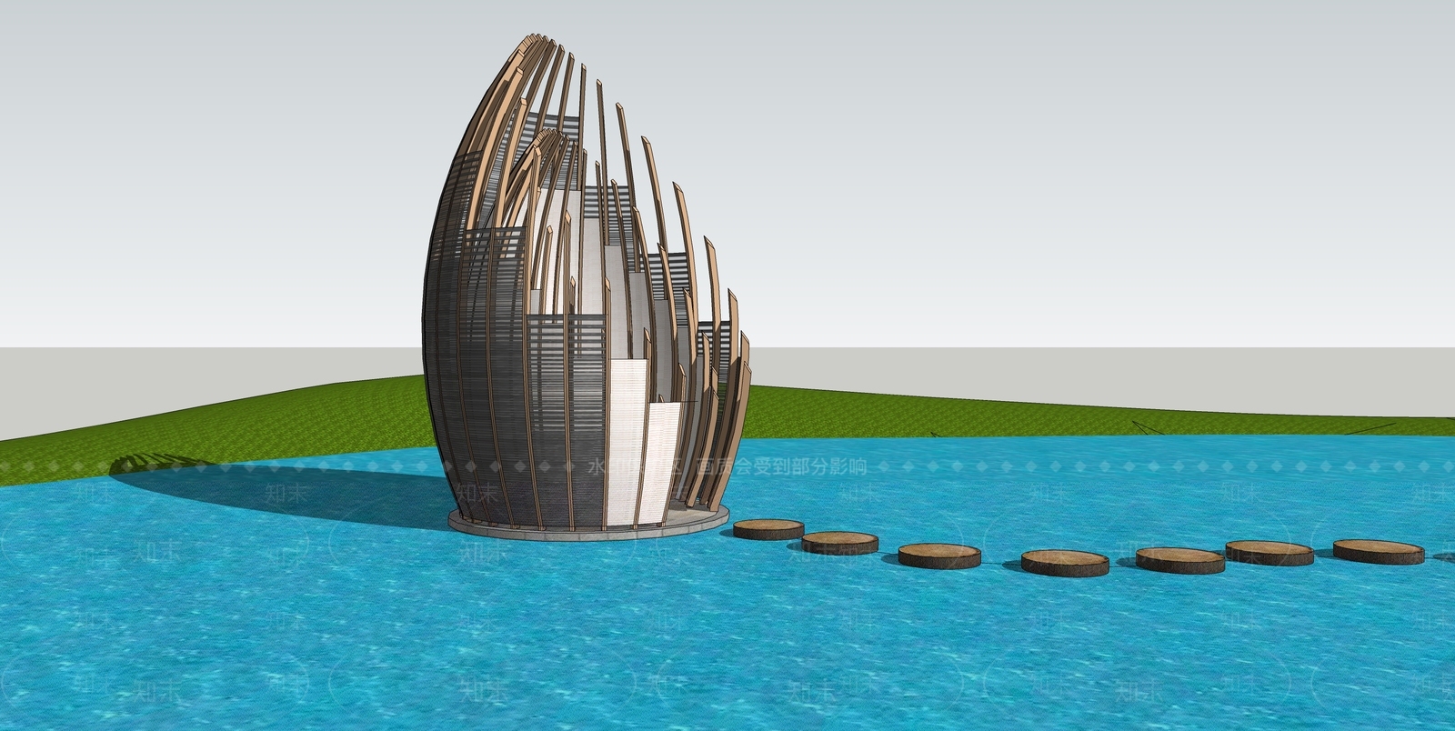 现代景观小建筑SU模型下载【ID:1104680873】