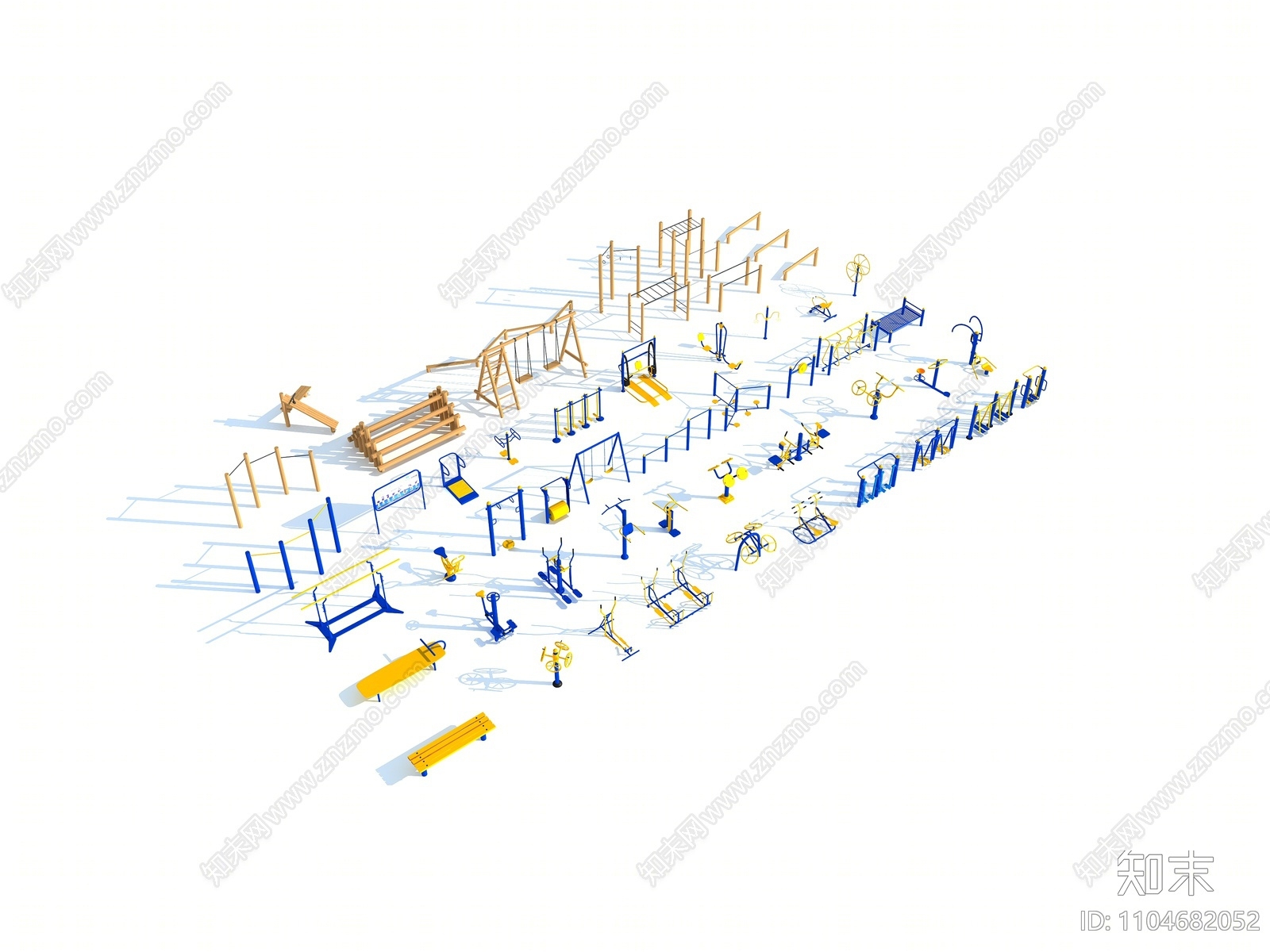 现代健身器材3D模型下载【ID:1104682052】