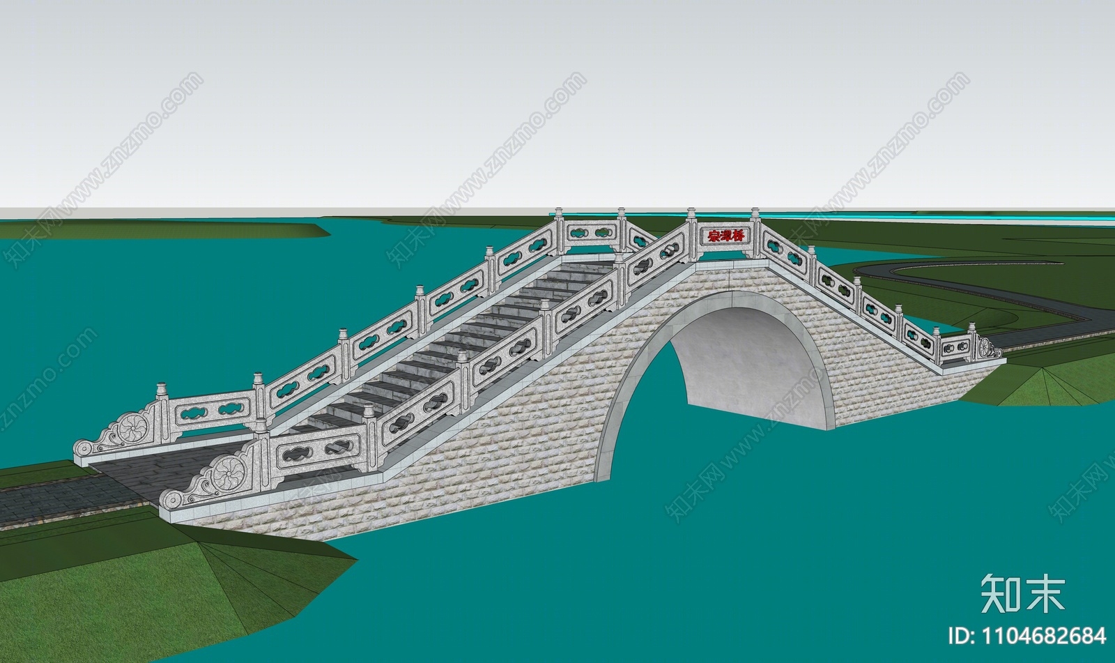 中式景观桥SU模型下载【ID:1104682684】