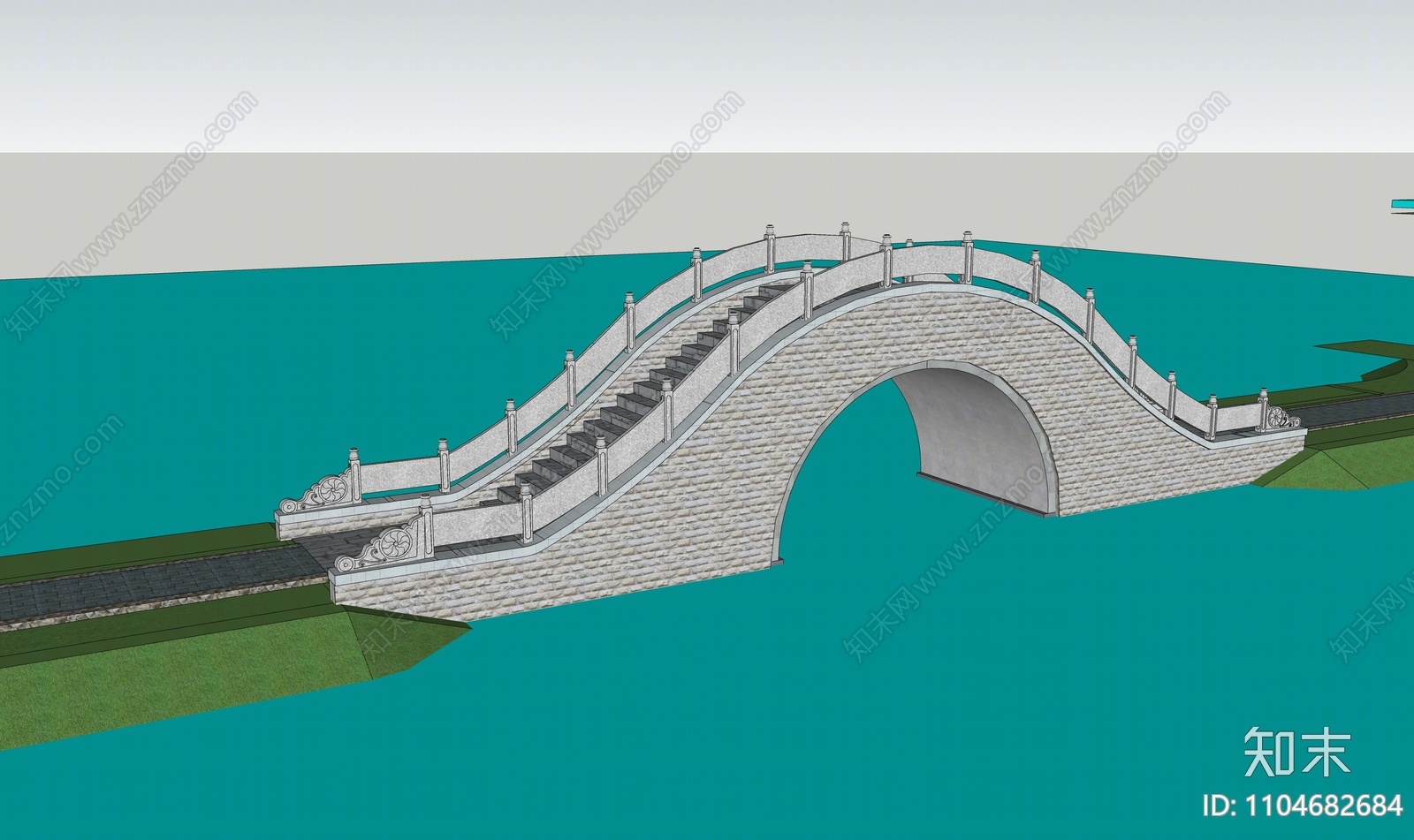 中式景观桥SU模型下载【ID:1104682684】