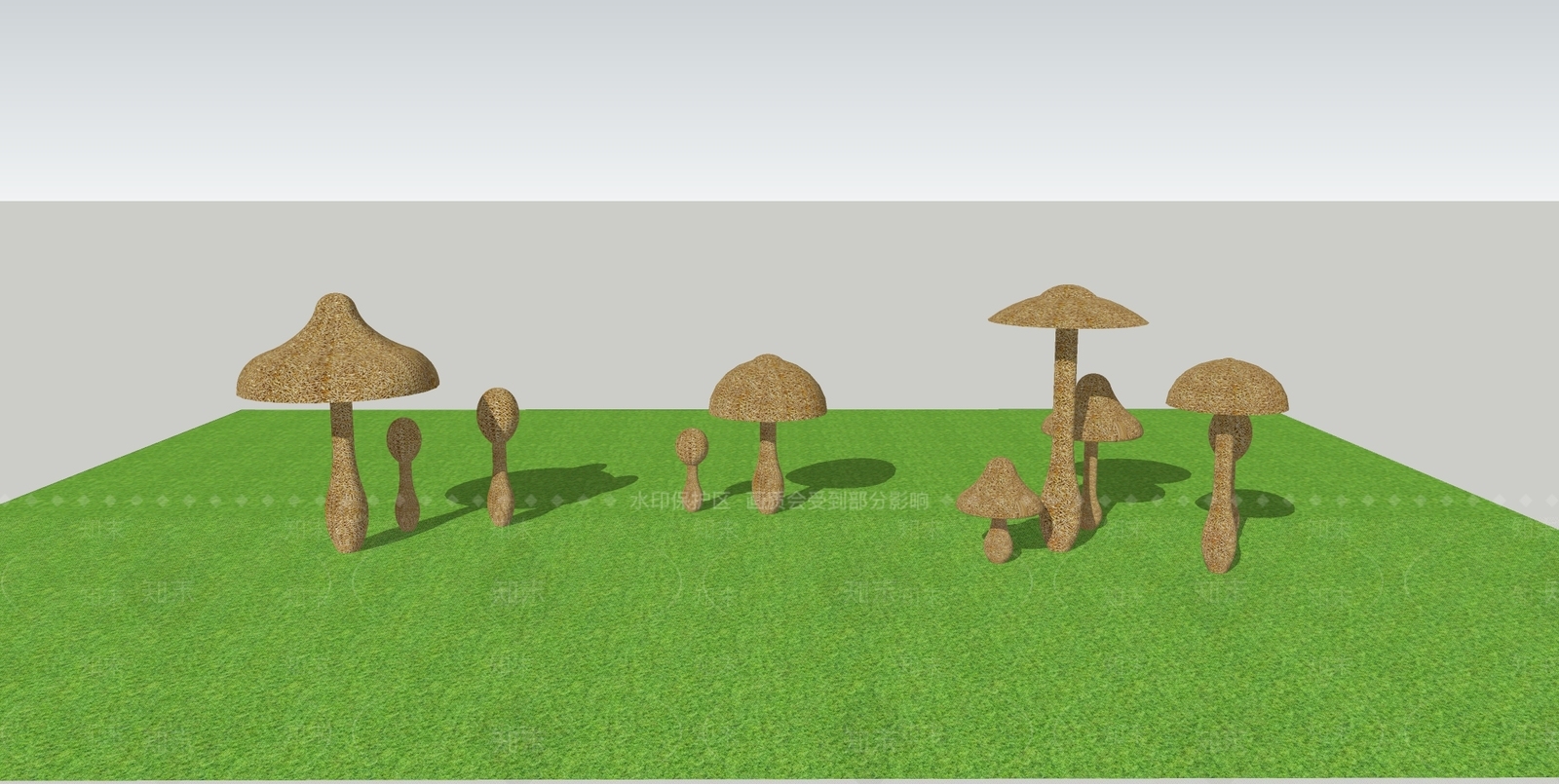 中式藤编蘑菇雕塑小品SU模型下载【ID:1104771427】