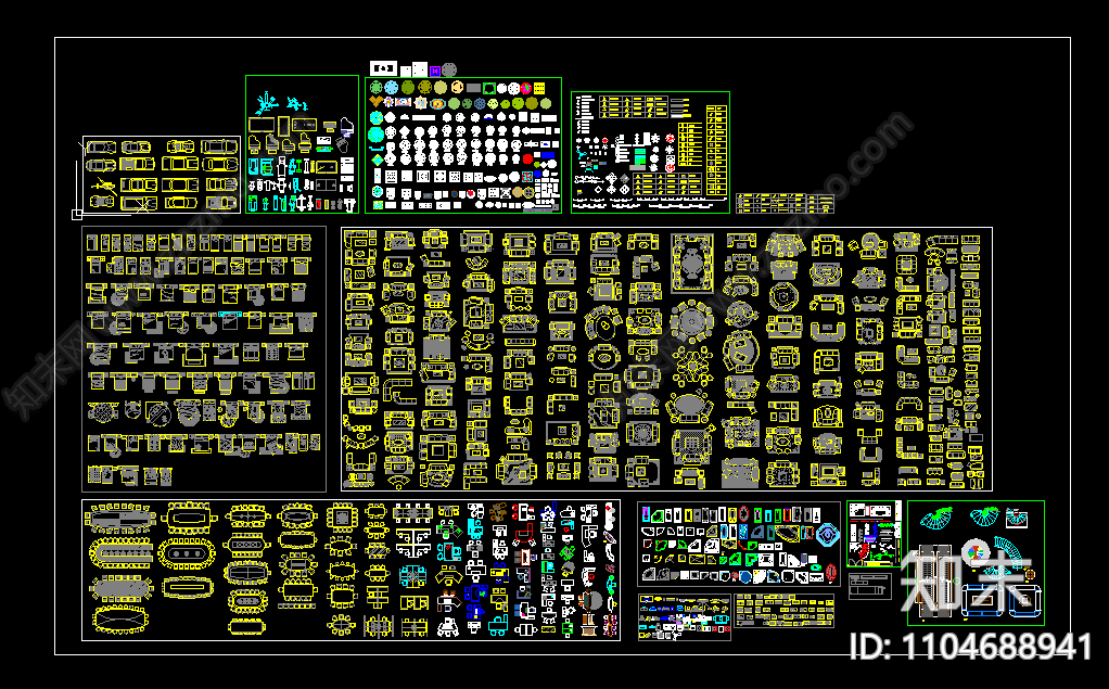 室内平面图库cad施工图下载【ID:1104688941】