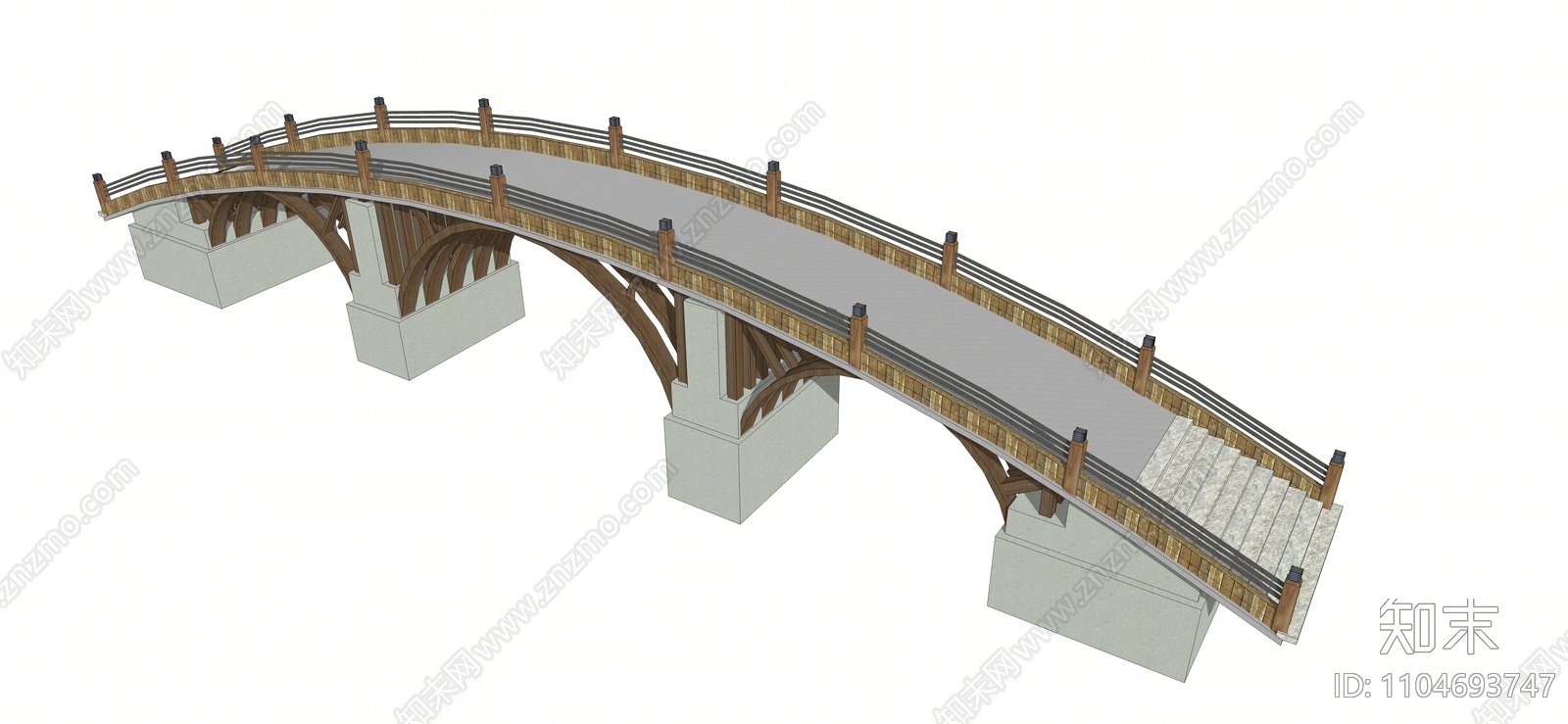 现代景观桥SU模型下载【ID:1104693747】