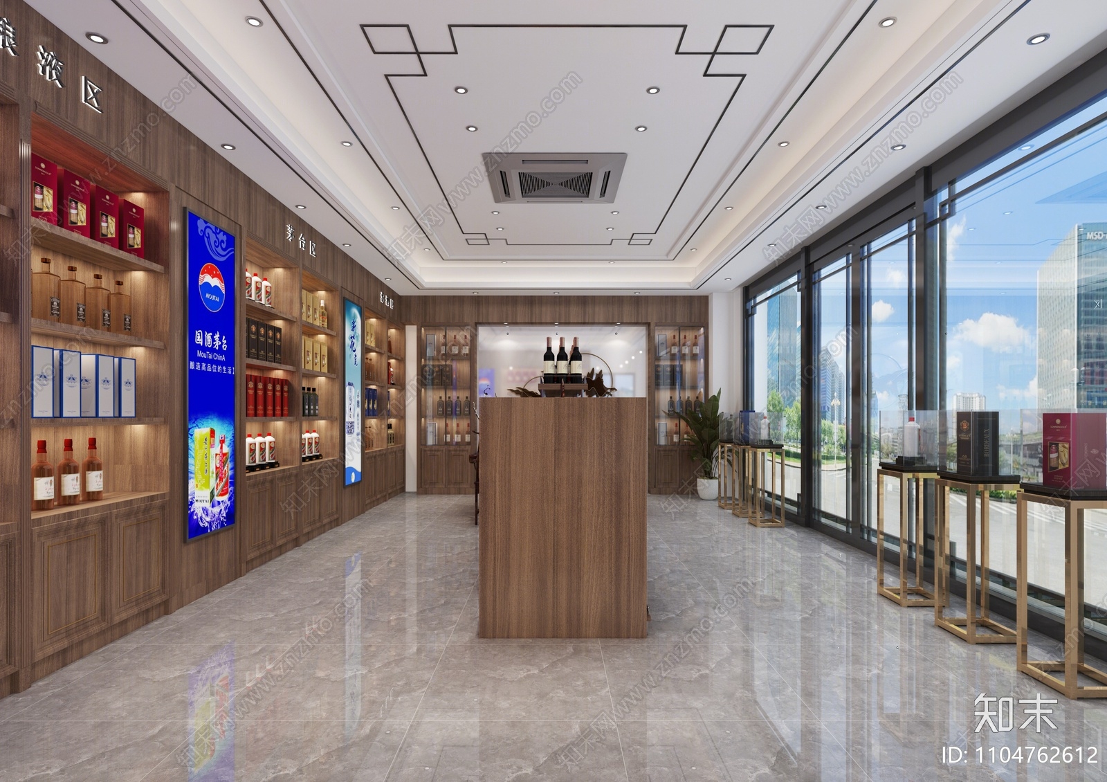 新中式烟酒店3D模型下载【ID:1104762612】