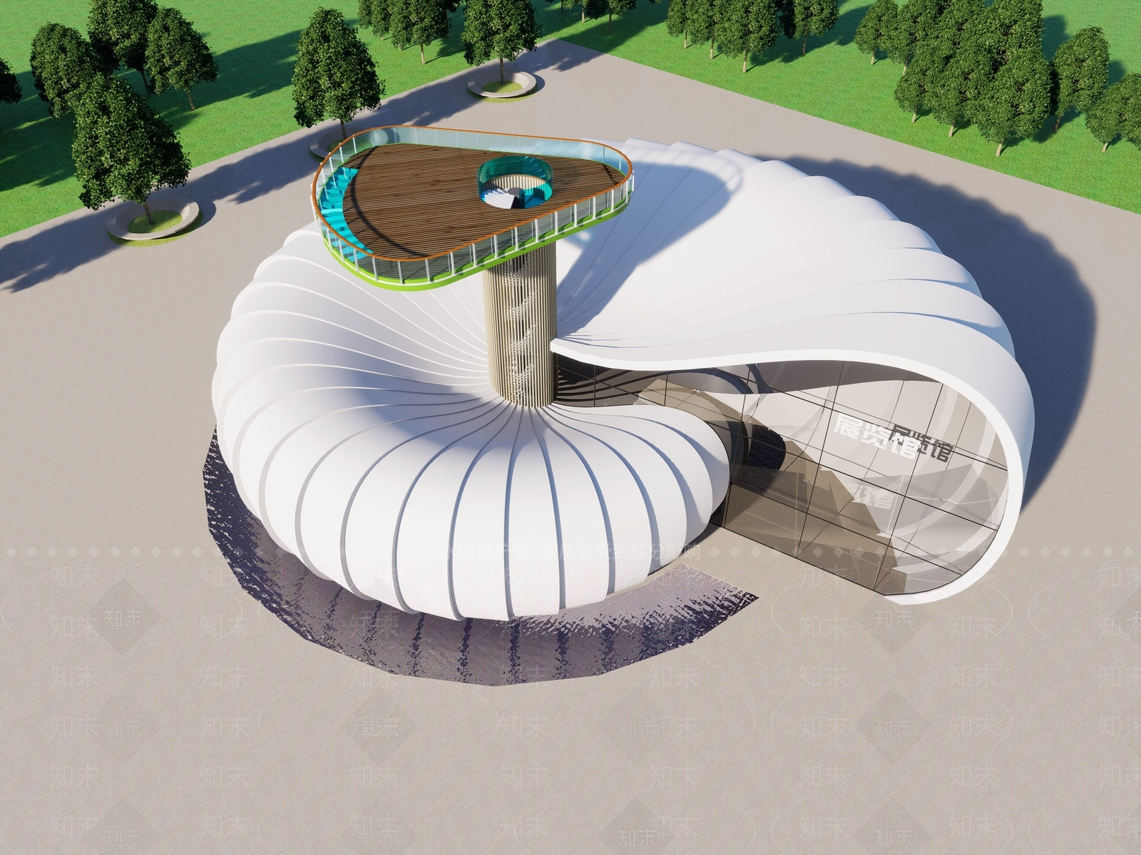 现代展览馆建筑SU模型精品下载_SketchUp模型_知末网