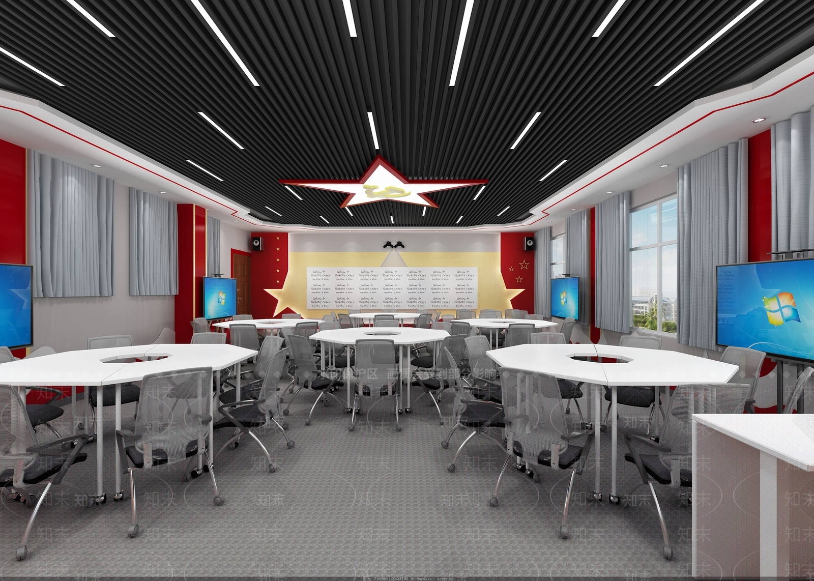 现代党建教室3D模型下载【ID:1104701586】