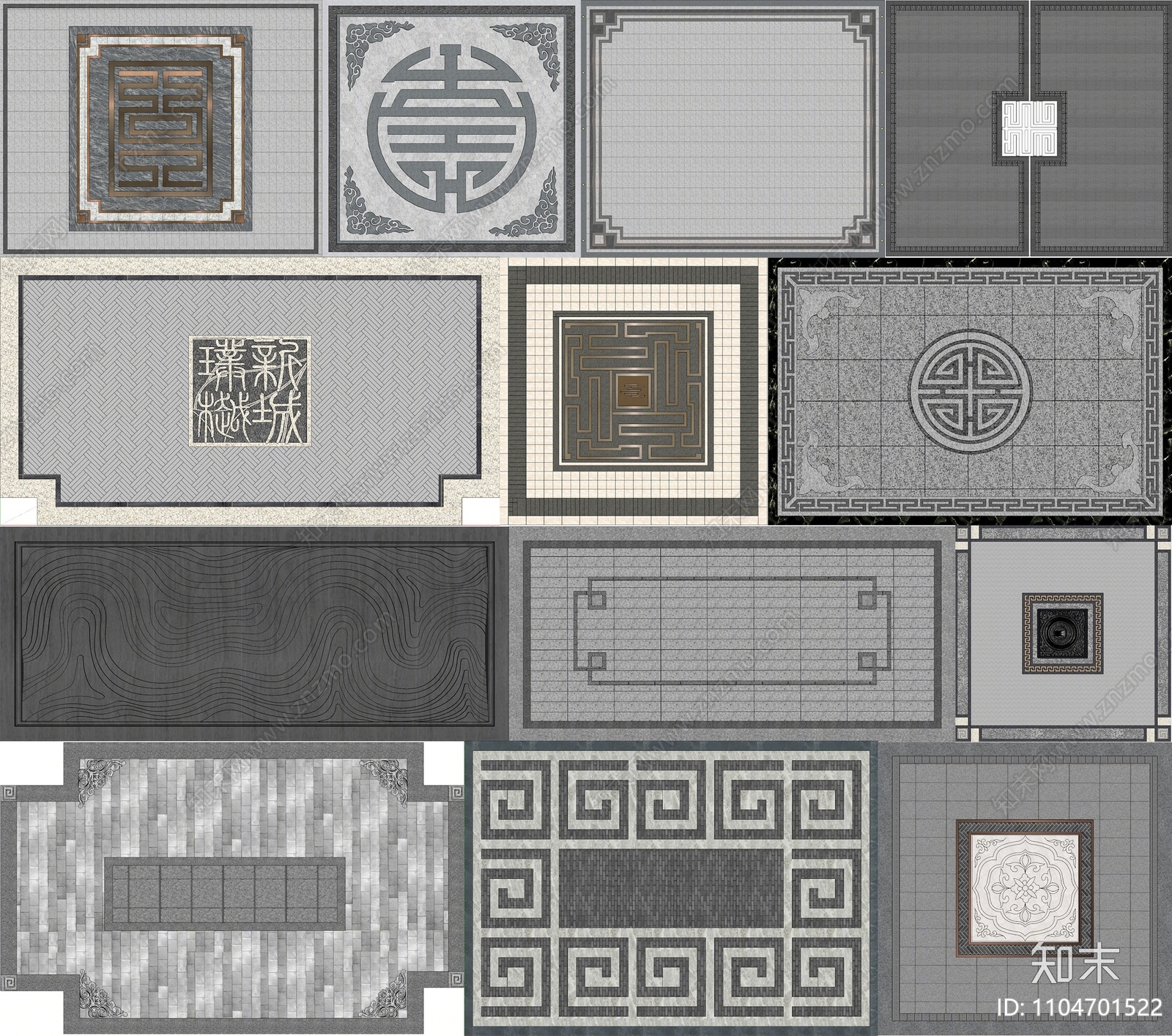 中式铺地SU模型下载【ID:1104701522】