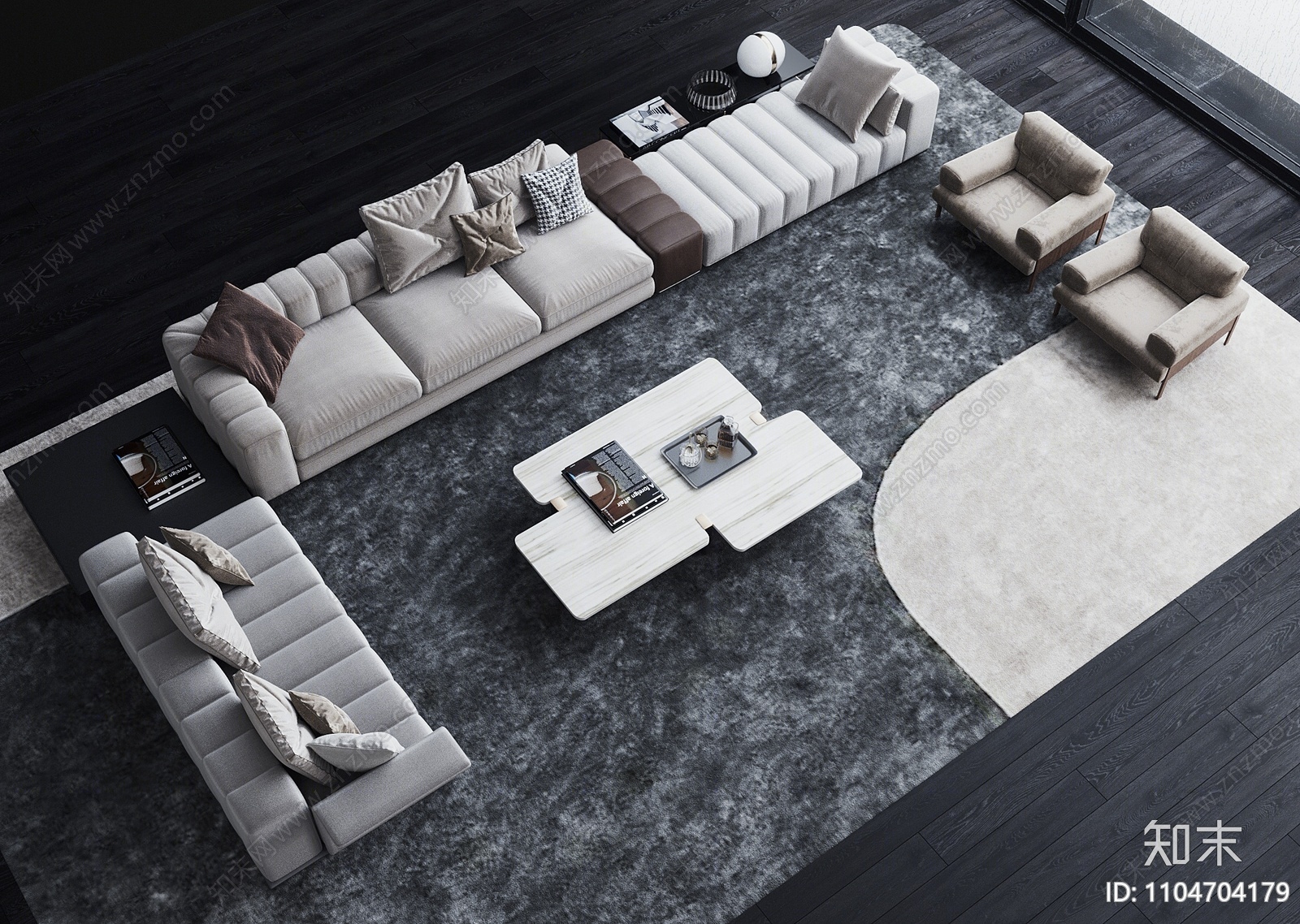 Minotti现代沙发茶几组合3D模型下载【ID:1104704179】