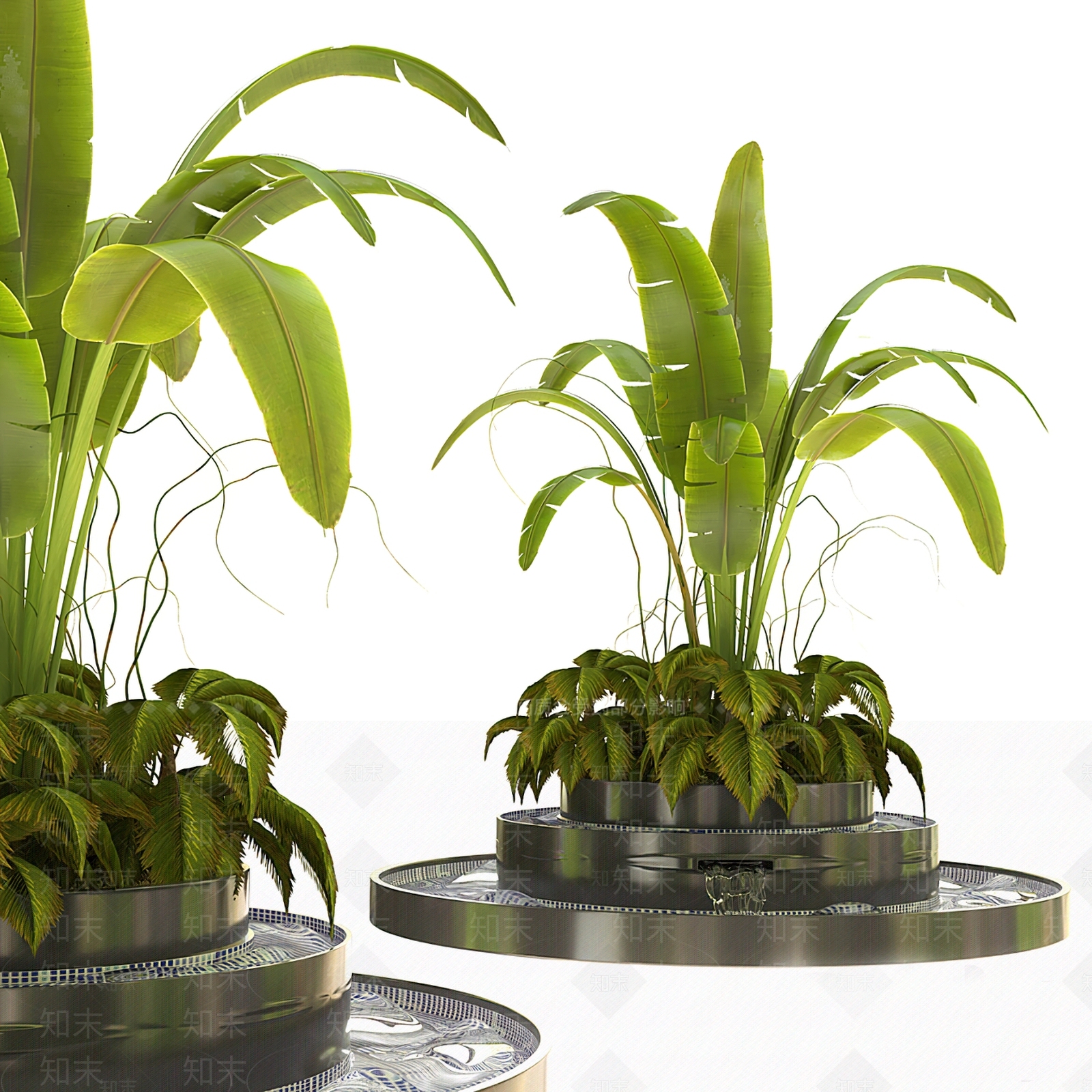 现代绿植水景3D模型下载【ID:1104712528】