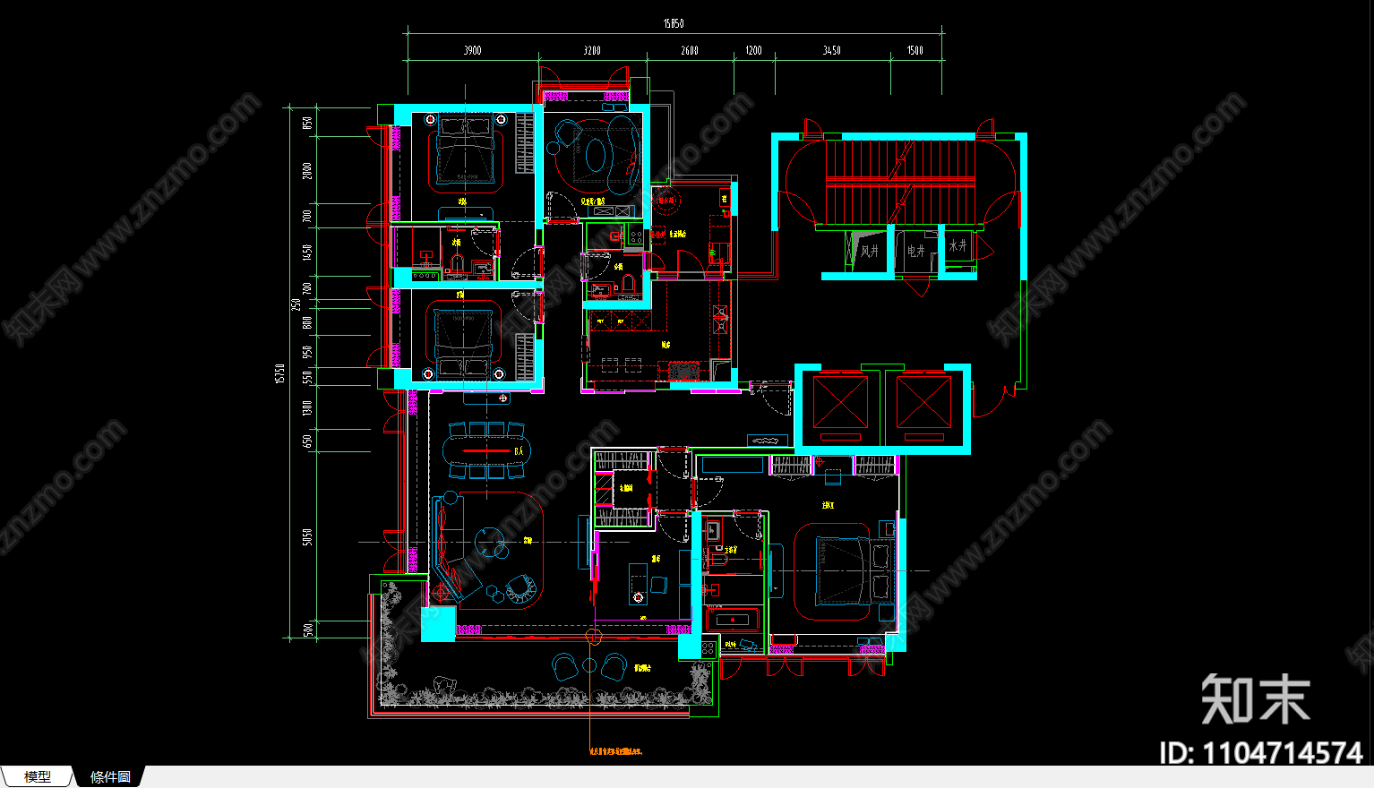 周府别墅室内装饰施工图cad施工图下载【ID:1104714574】