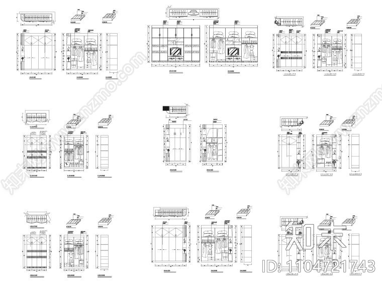 500款综合衣柜图例图集cad施工图下载【ID:1104721743】