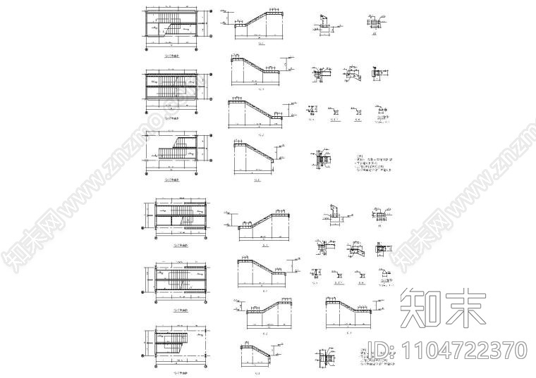 90套普通楼梯cad施工图下载【ID:1104722370】