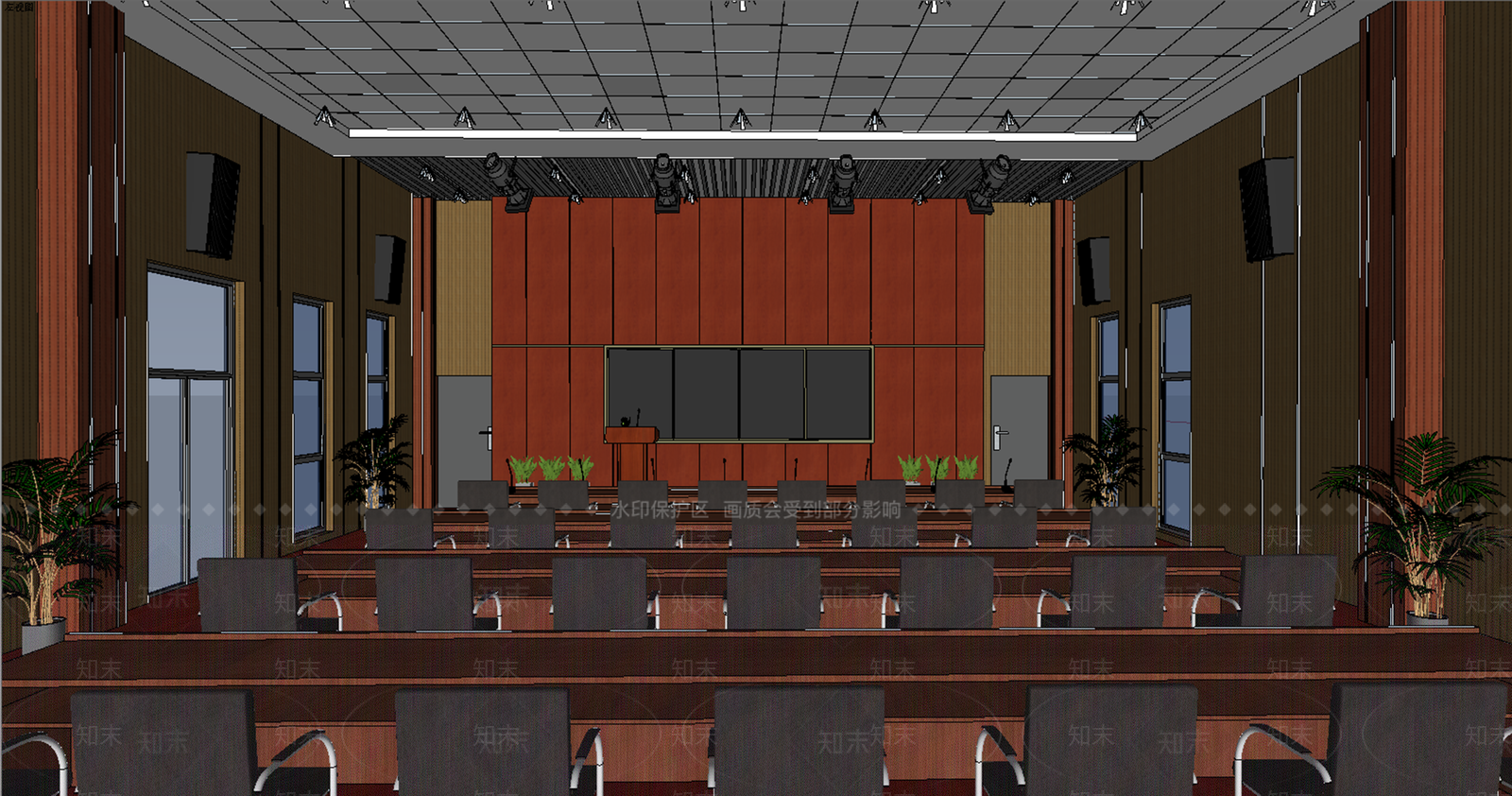 现代党建报告厅SU模型下载【ID:1104726191】