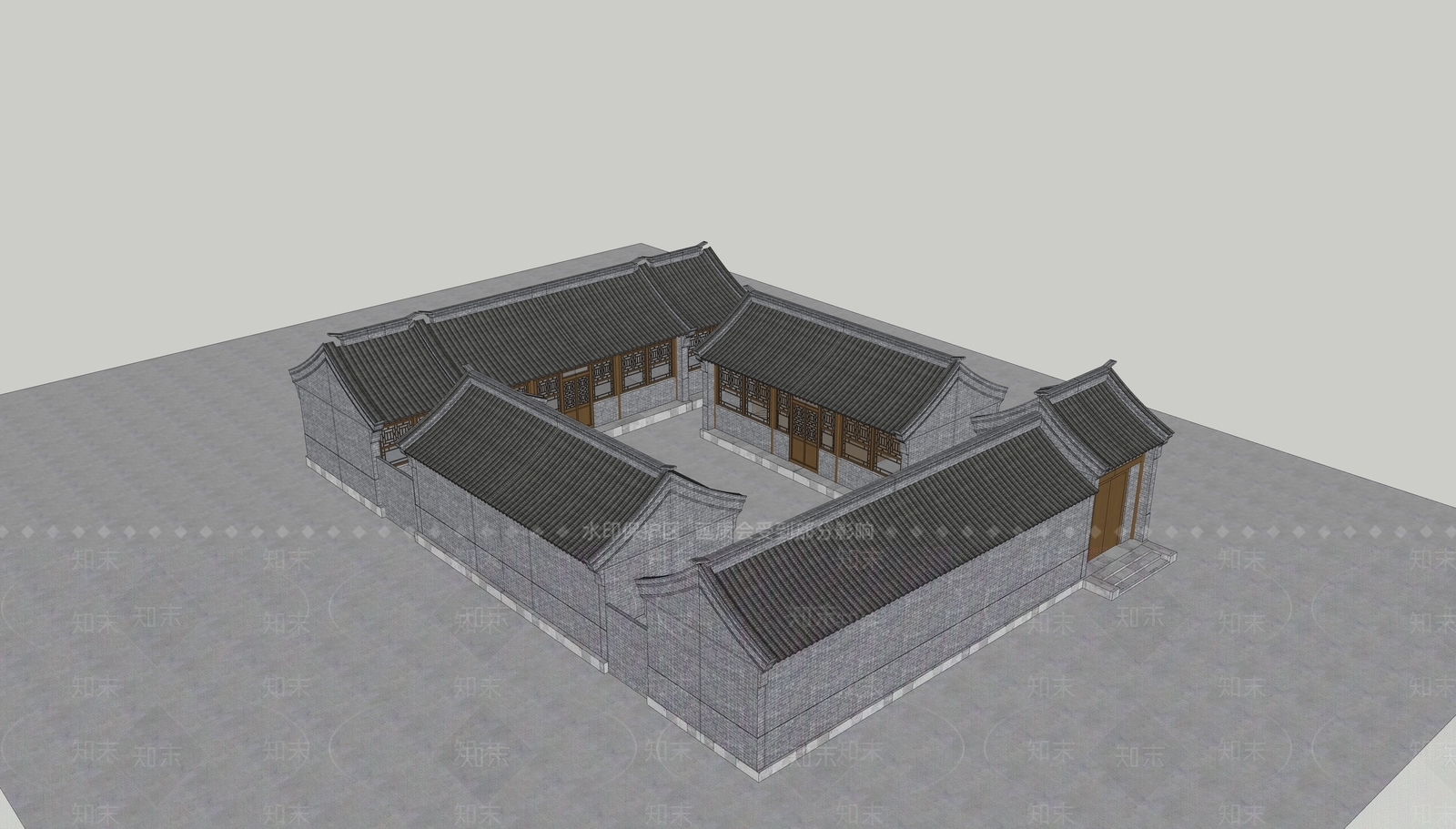 中式四合院SU模型下载【ID:1104731983】