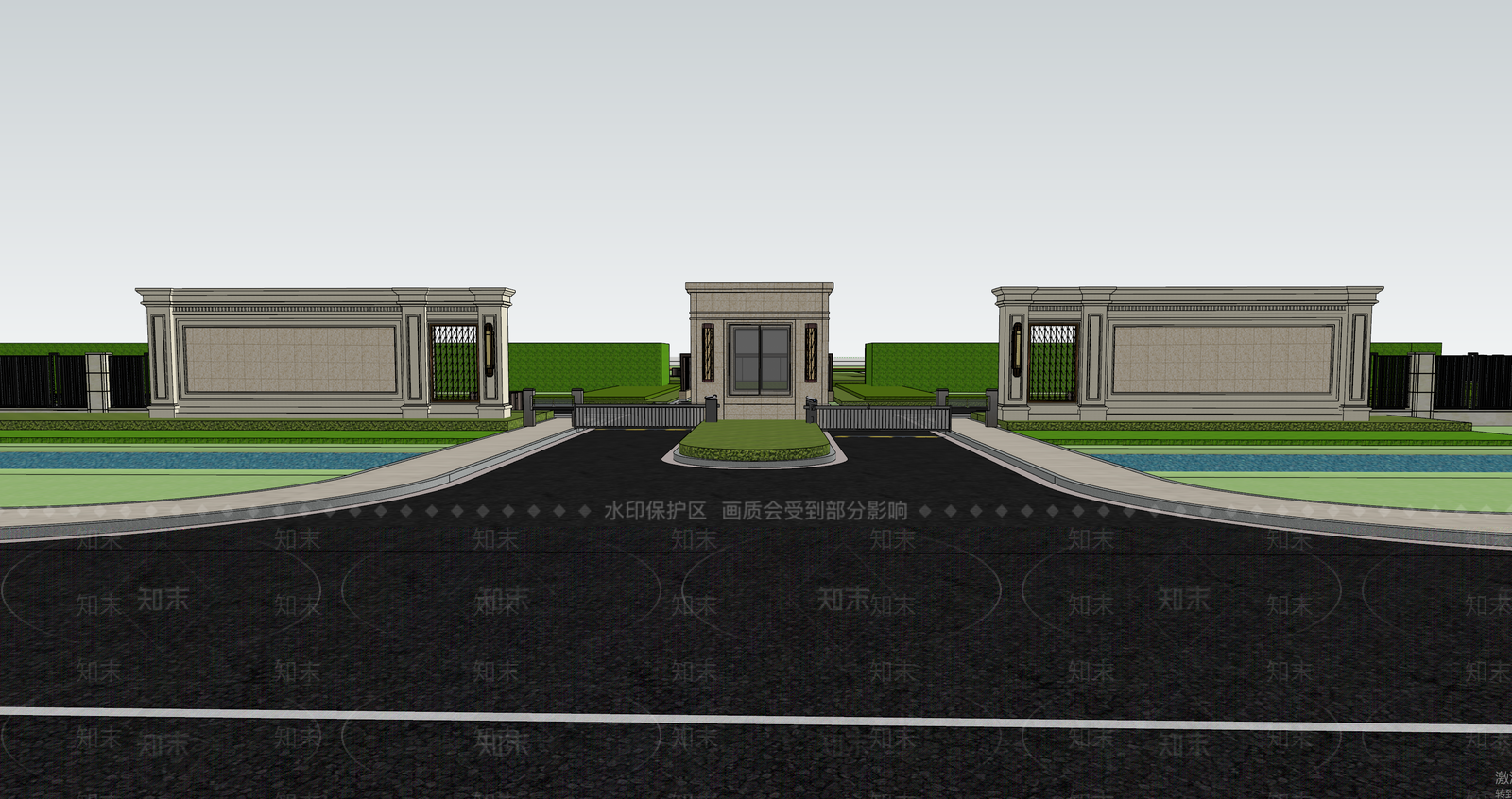 古典小区入口大门SU模型下载【ID:1104740953】