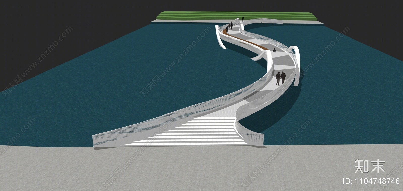 现代艺术景观桥SU模型下载【ID:1104748746】