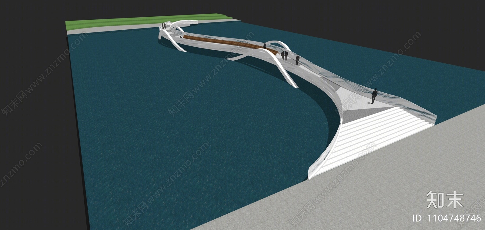 现代艺术景观桥SU模型下载【ID:1104748746】