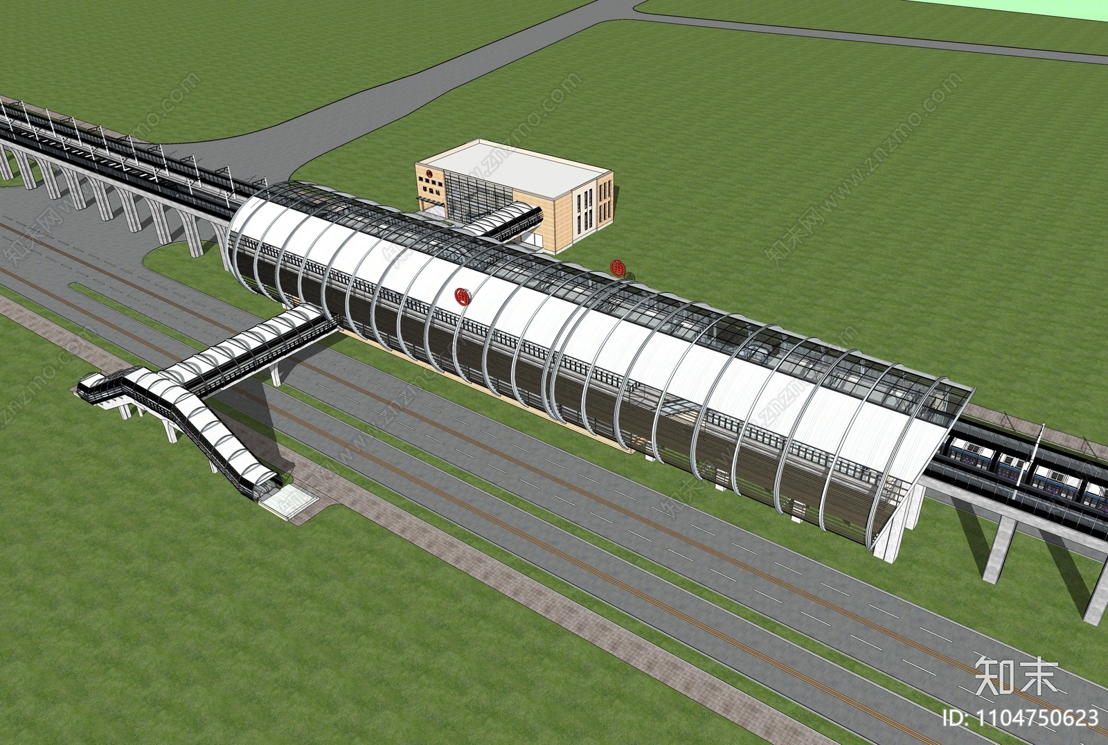 现代轻轨站SU模型下载【ID:1104750623】