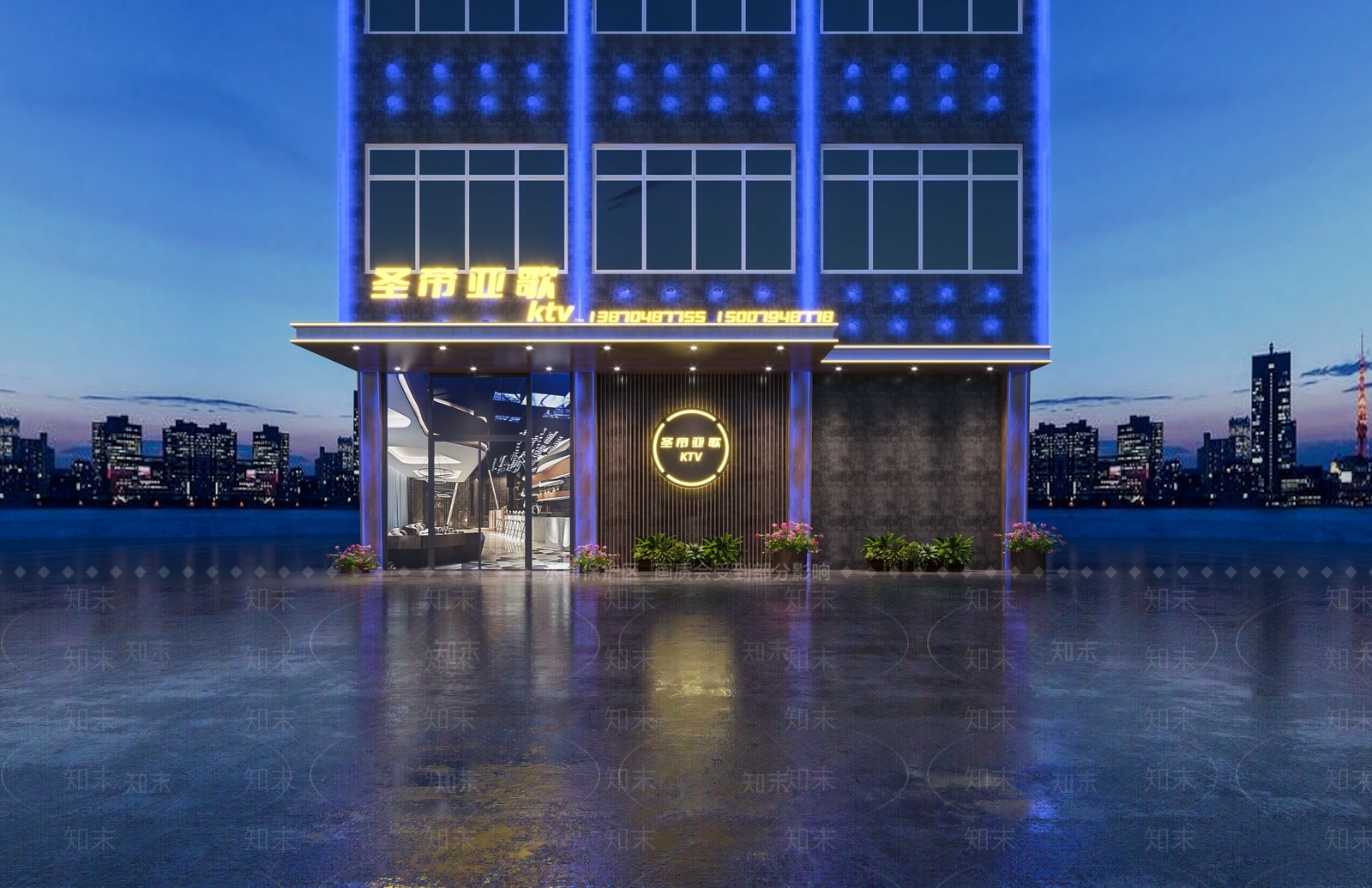 现代KTV门头门面3D模型下载【ID:1104832140】