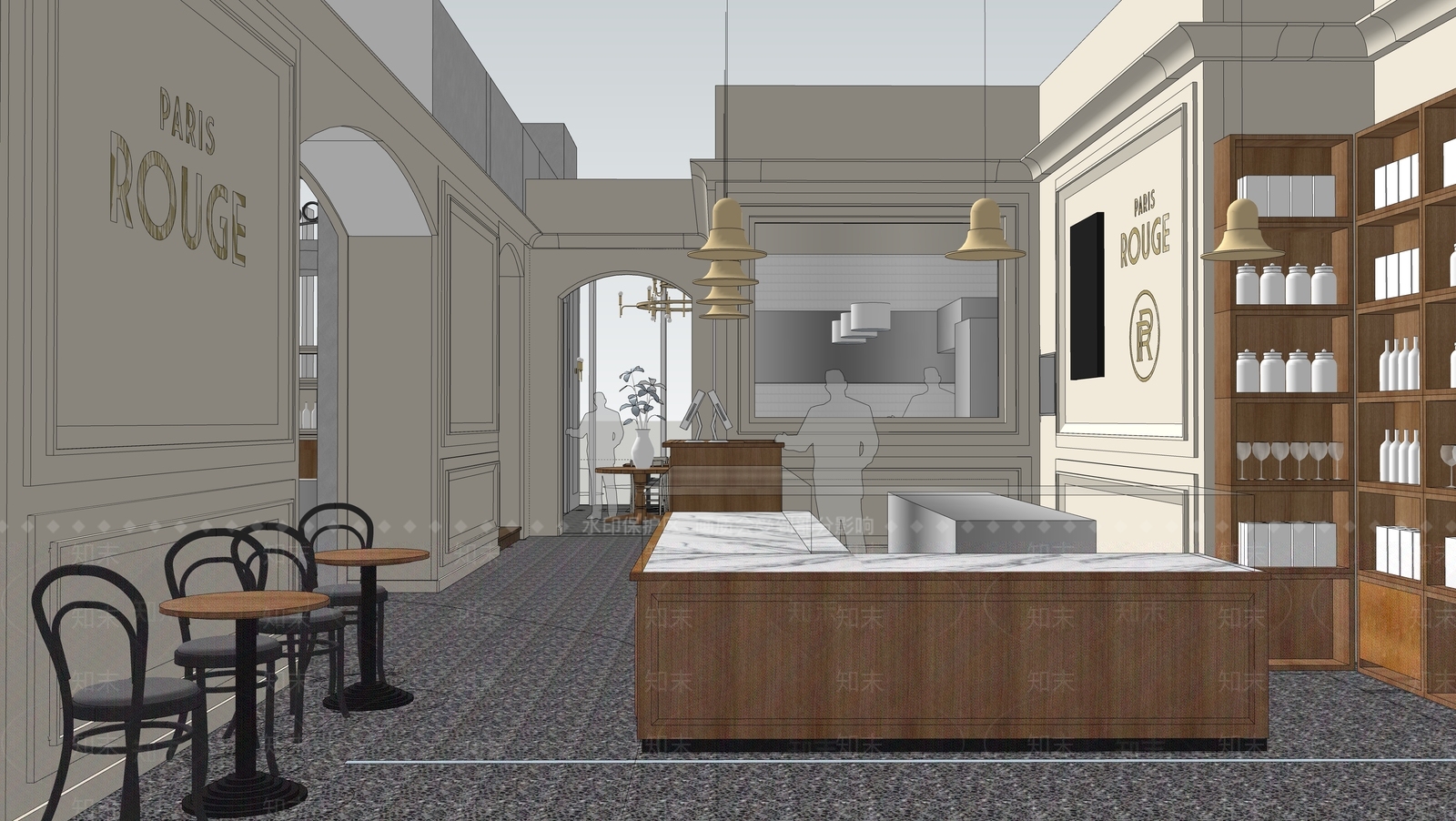 欧式咖啡厅SU模型下载【ID:1104752488】