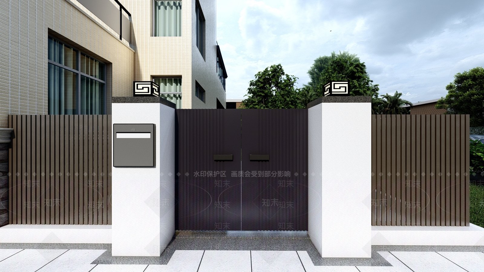 新中式庭院门SU模型下载【ID:1104910743】