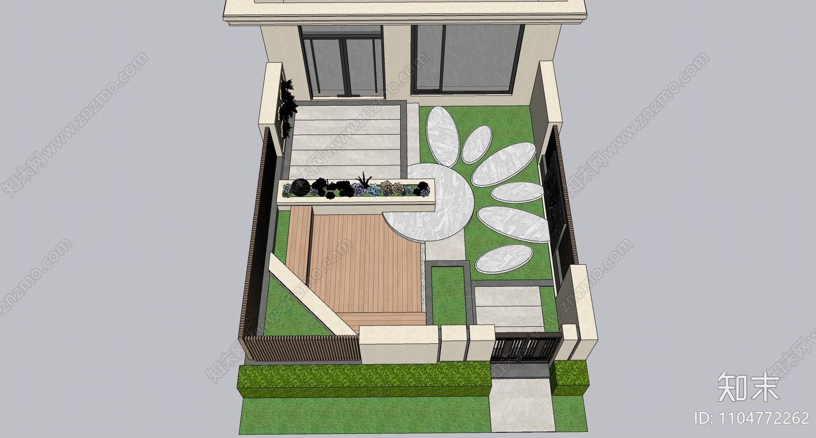 现代庭院花园SU模型下载【ID:1104772262】