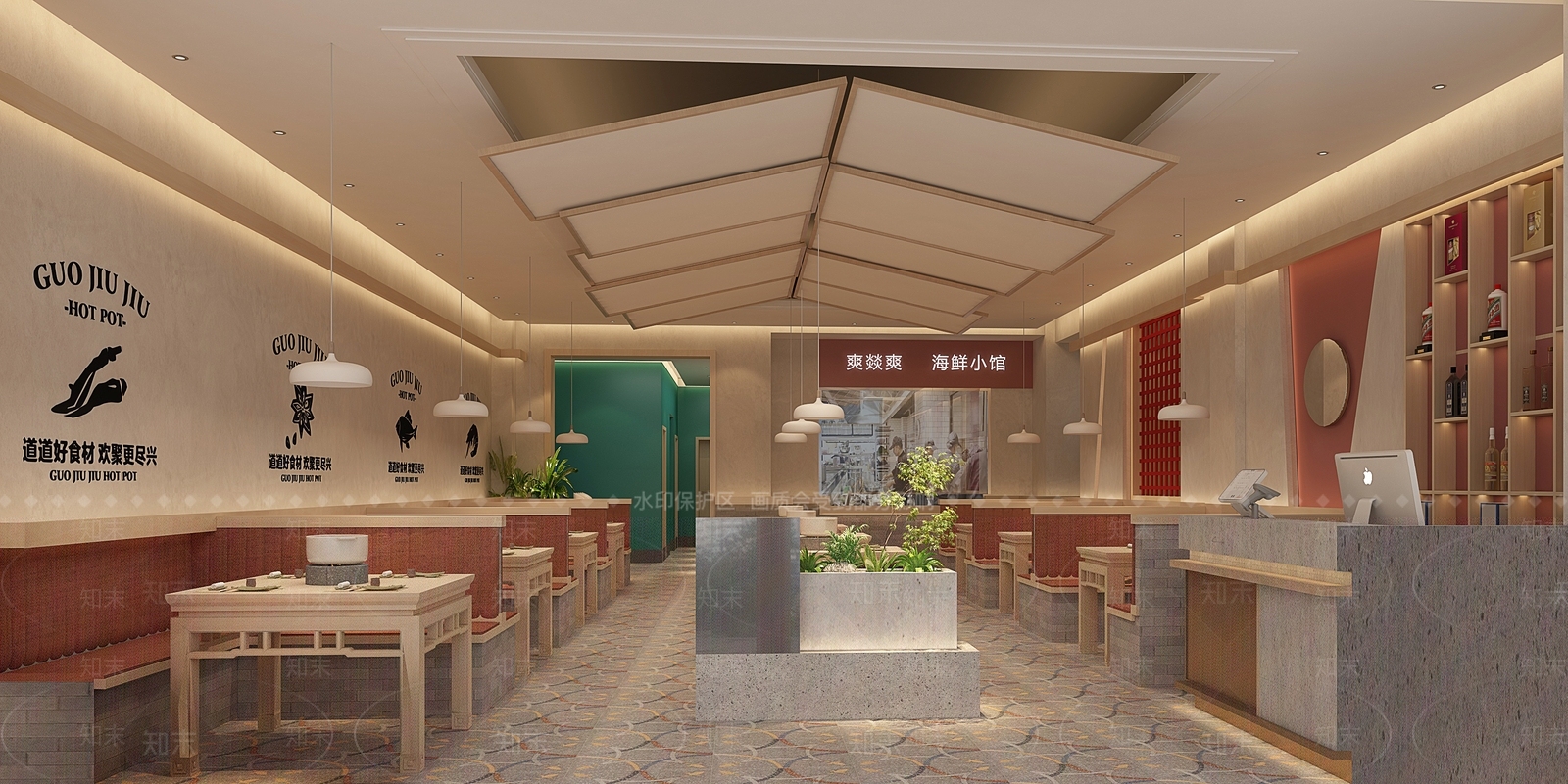 新中式火锅店3D模型下载【ID:1104772546】