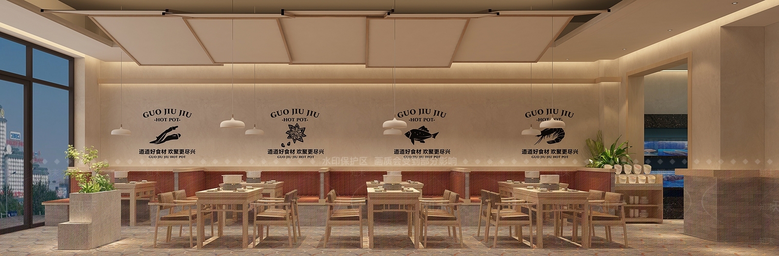 新中式火锅店3D模型下载【ID:1104772546】
