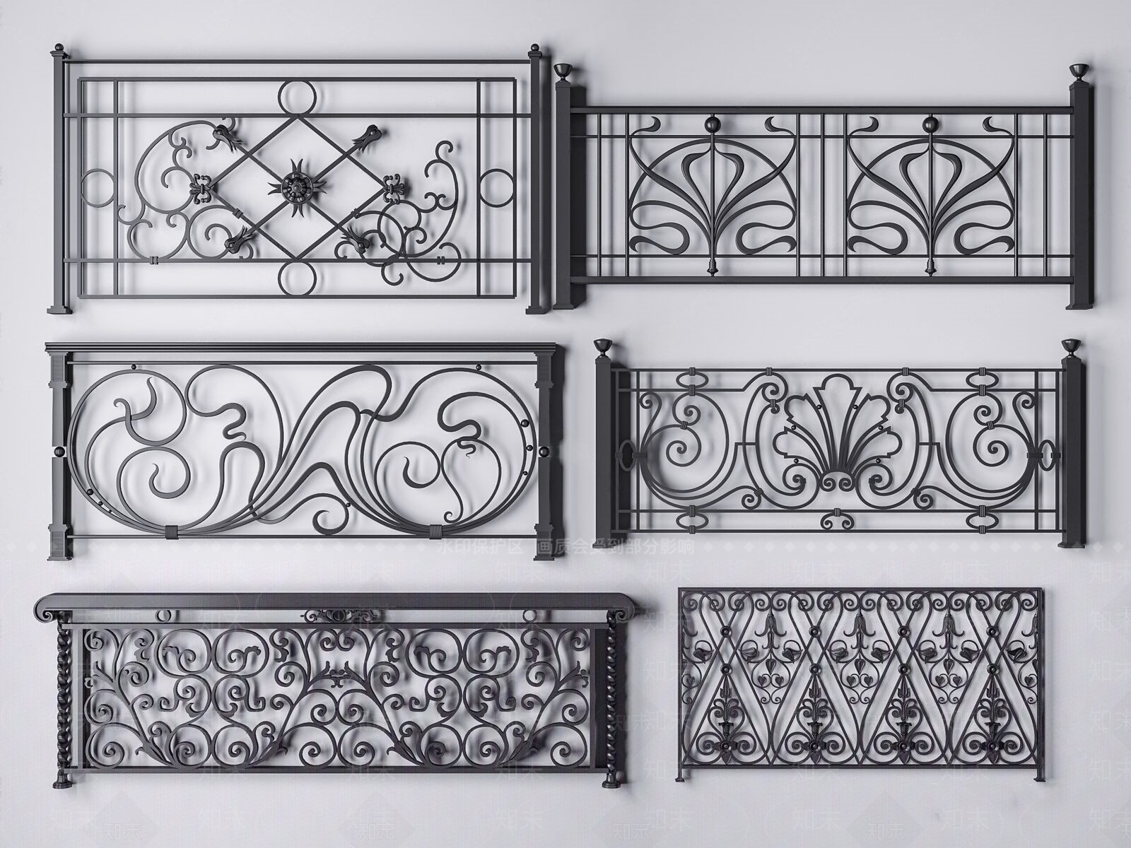 欧式铁艺栏杆SU模型下载【ID:1104783195】
