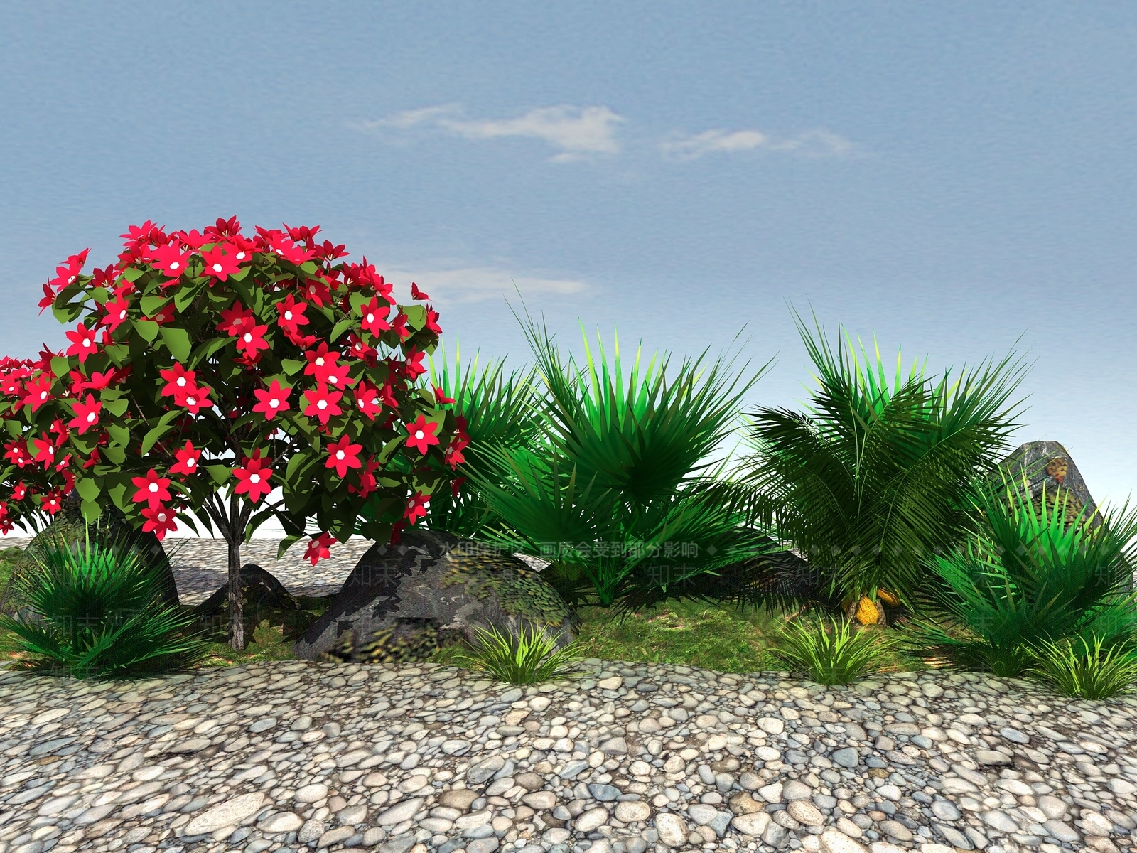 新中式开花植物3D模型下载【ID:1104785491】