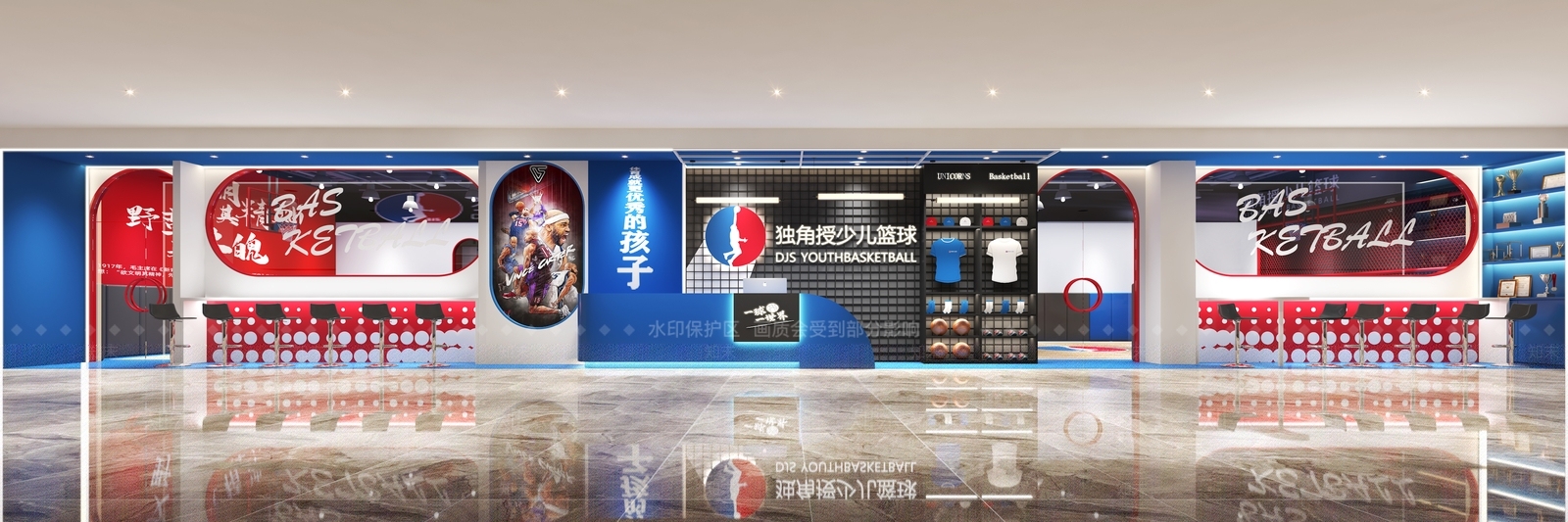 现代篮球培训机构门头3D模型下载【ID:1104787940】