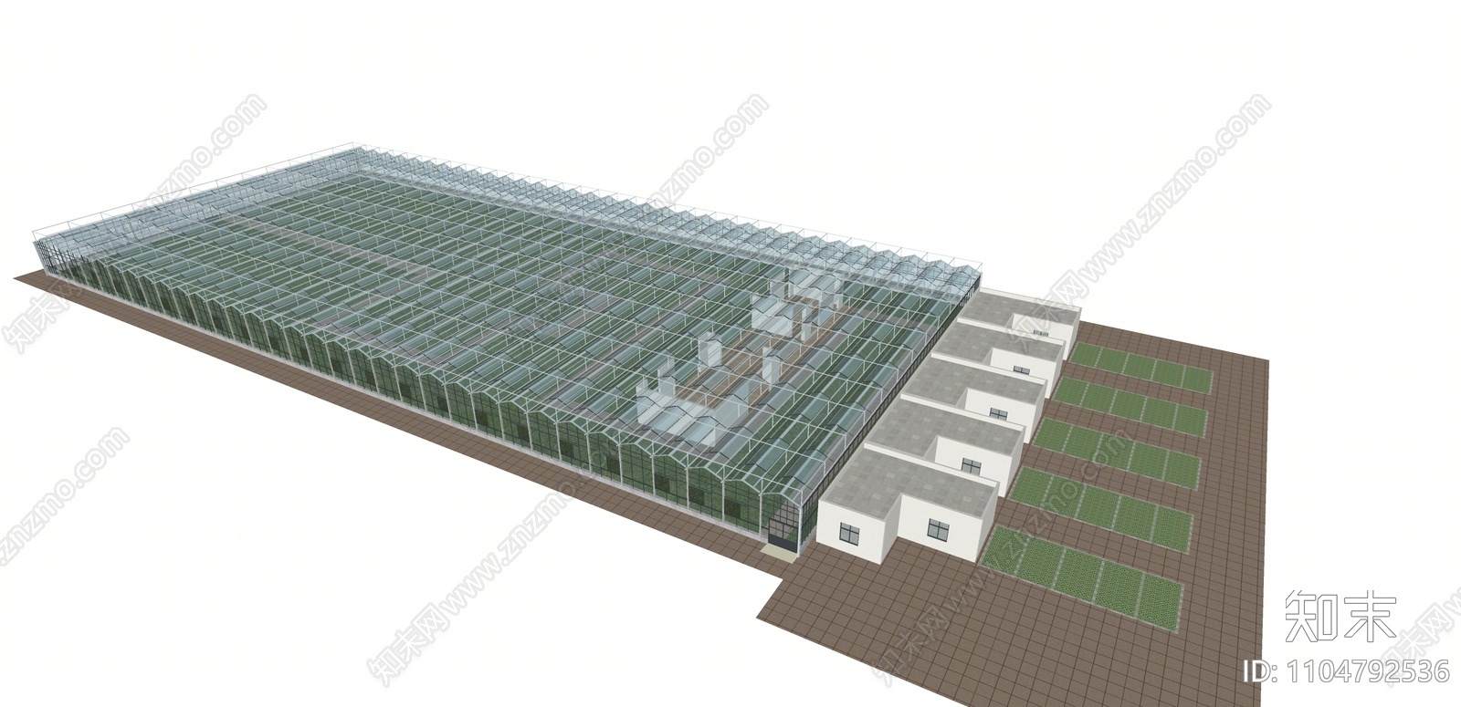 现代温室大棚SU模型下载【ID:1104792536】