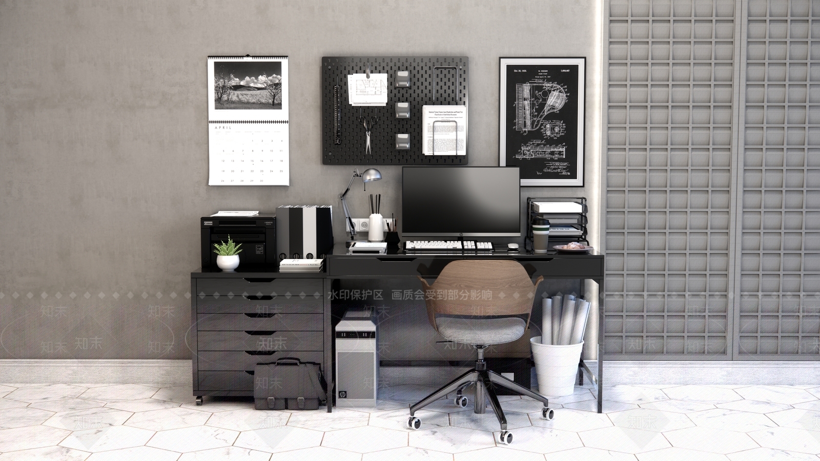 现代电脑桌SU模型下载【ID:1104796968】