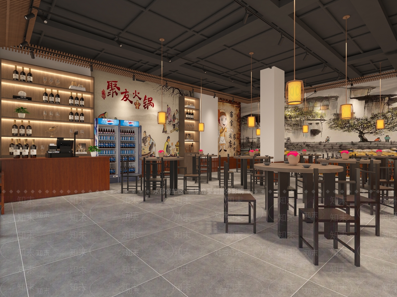 中式火锅店3D模型下载【ID:1104801728】