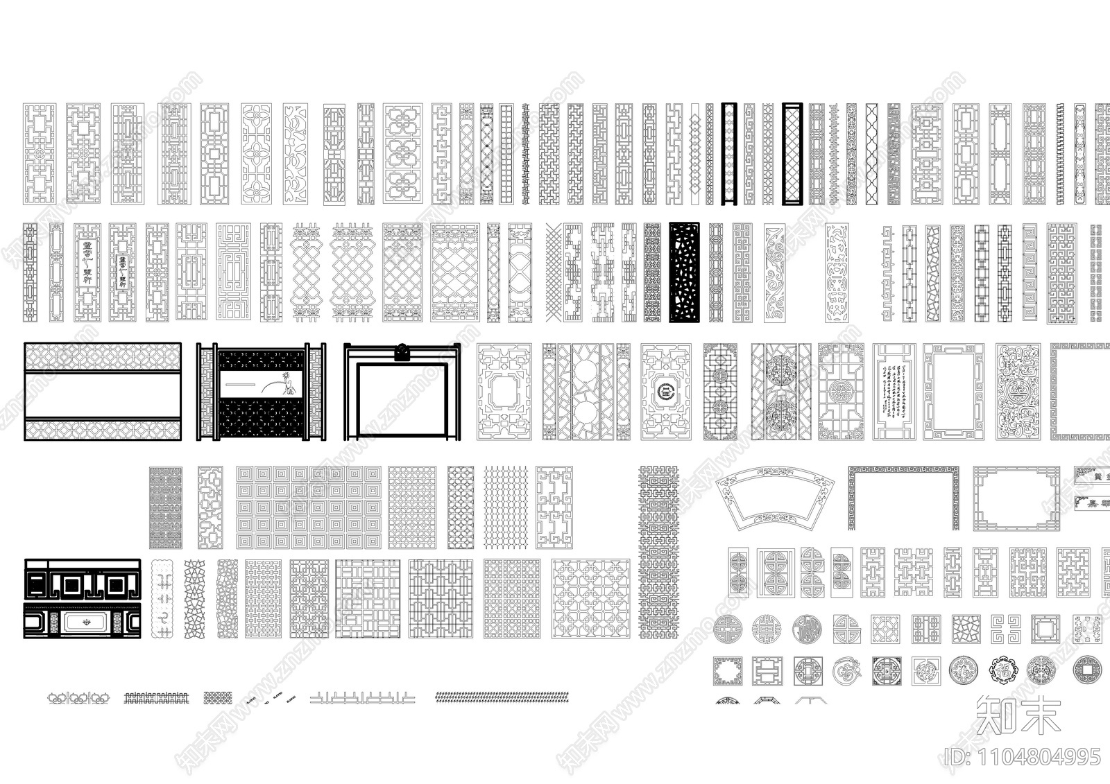 精品中式花格CAD施工图下载【ID:1104804995】
