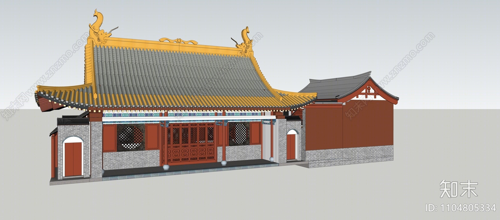 中式寺庙建筑SU模型下载【ID:1104805334】