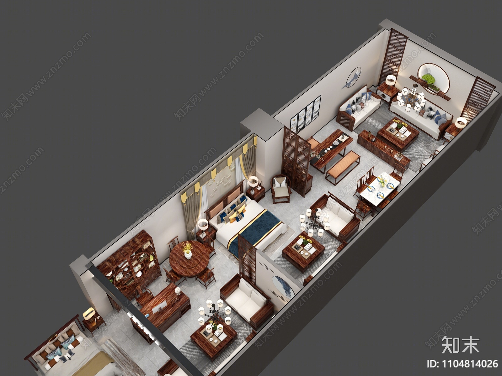 中式家具展厅3d模型下载