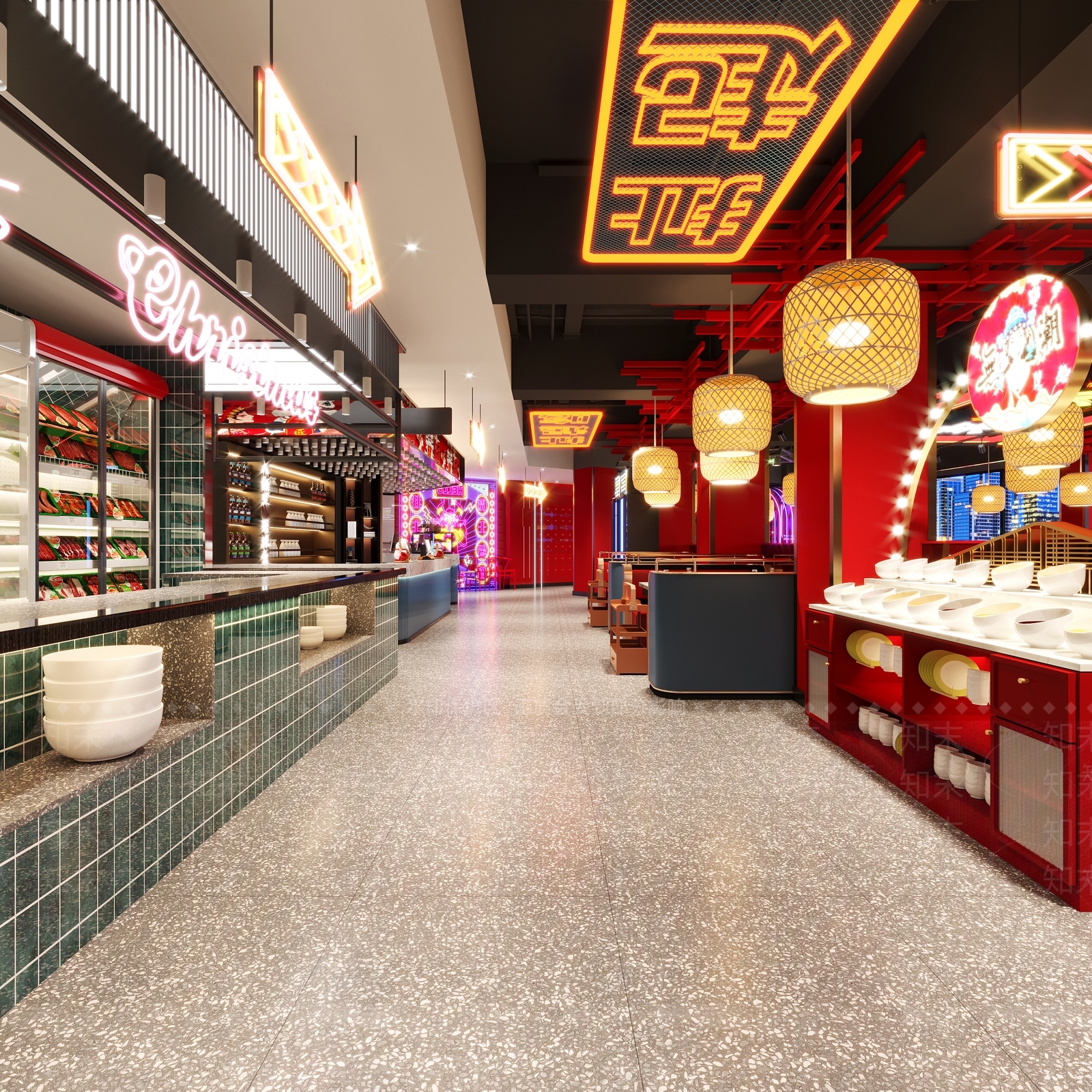 新中式火锅店3D模型下载【ID:1104816594】