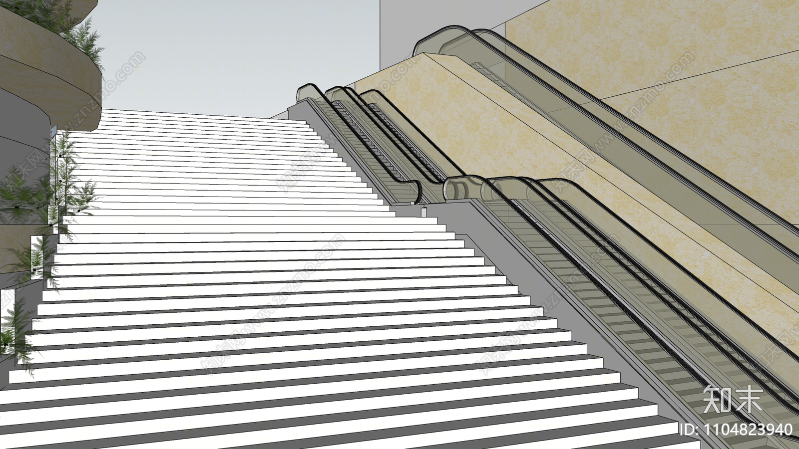 现代扶梯SU模型下载【ID:1104823940】