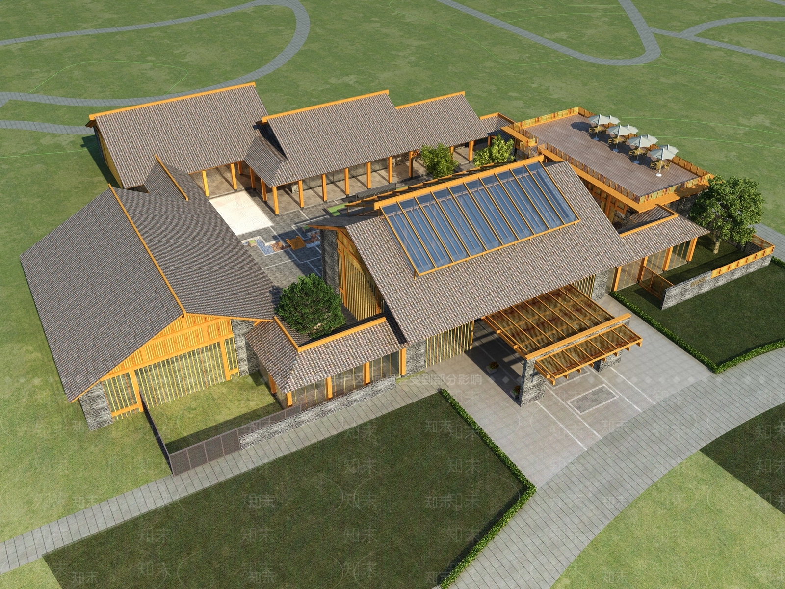 中式四合院3D模型下载【ID:1104825165】_知末3d模型网
