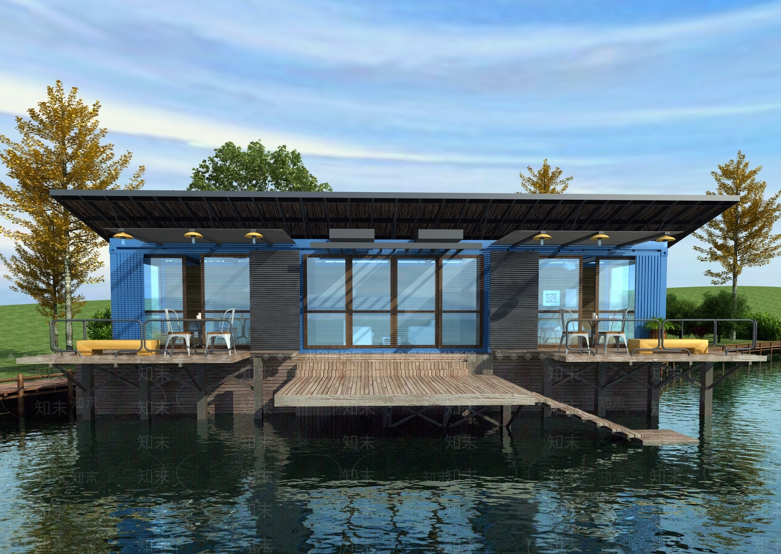 现代水上木屋度假木屋临水房子3d模型 Id 知末3d模型网